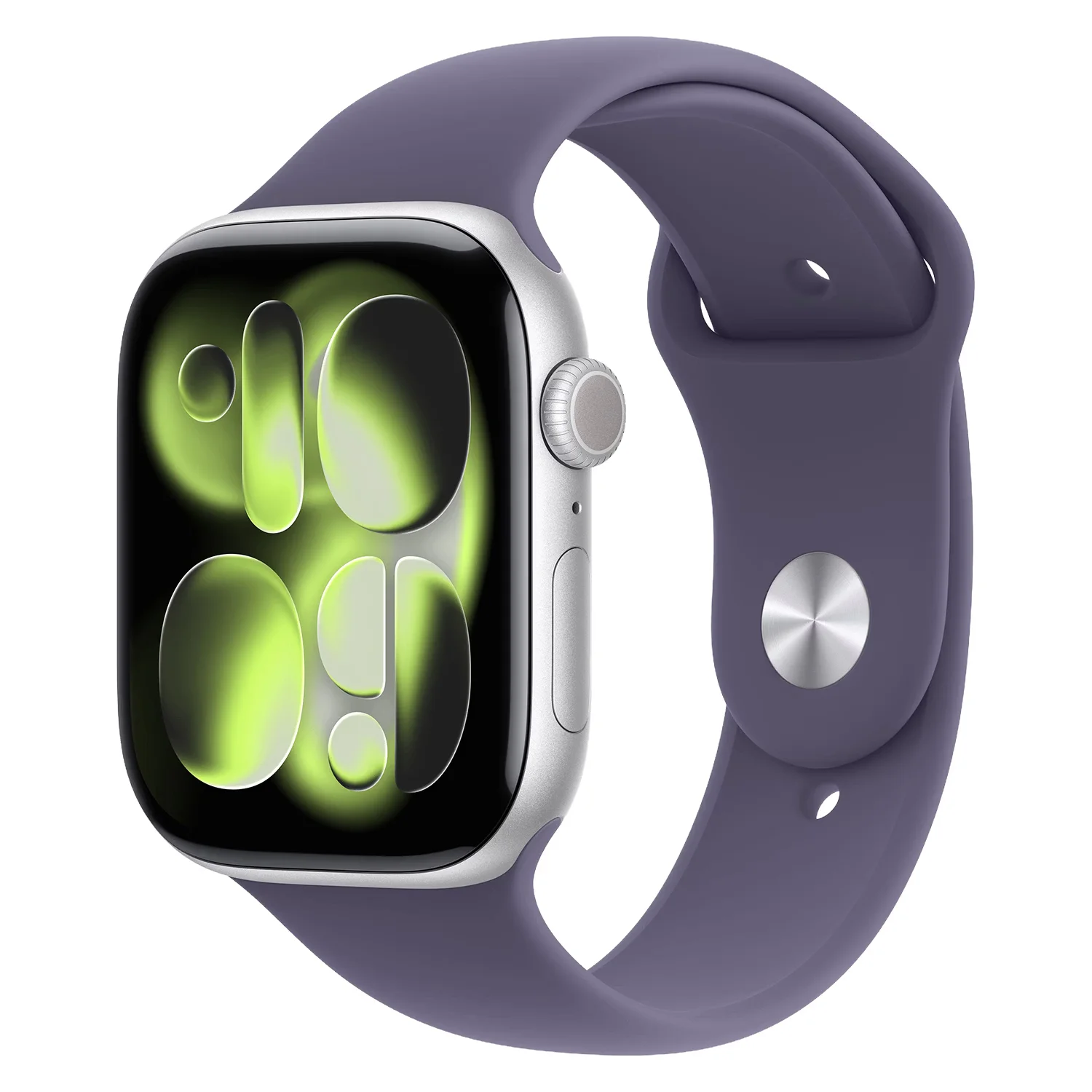 Apple Watch Series 11 MEVA4AM/A Caixa Alumínio 46mm Prateado - Esportiva Roxo Névoa M/L