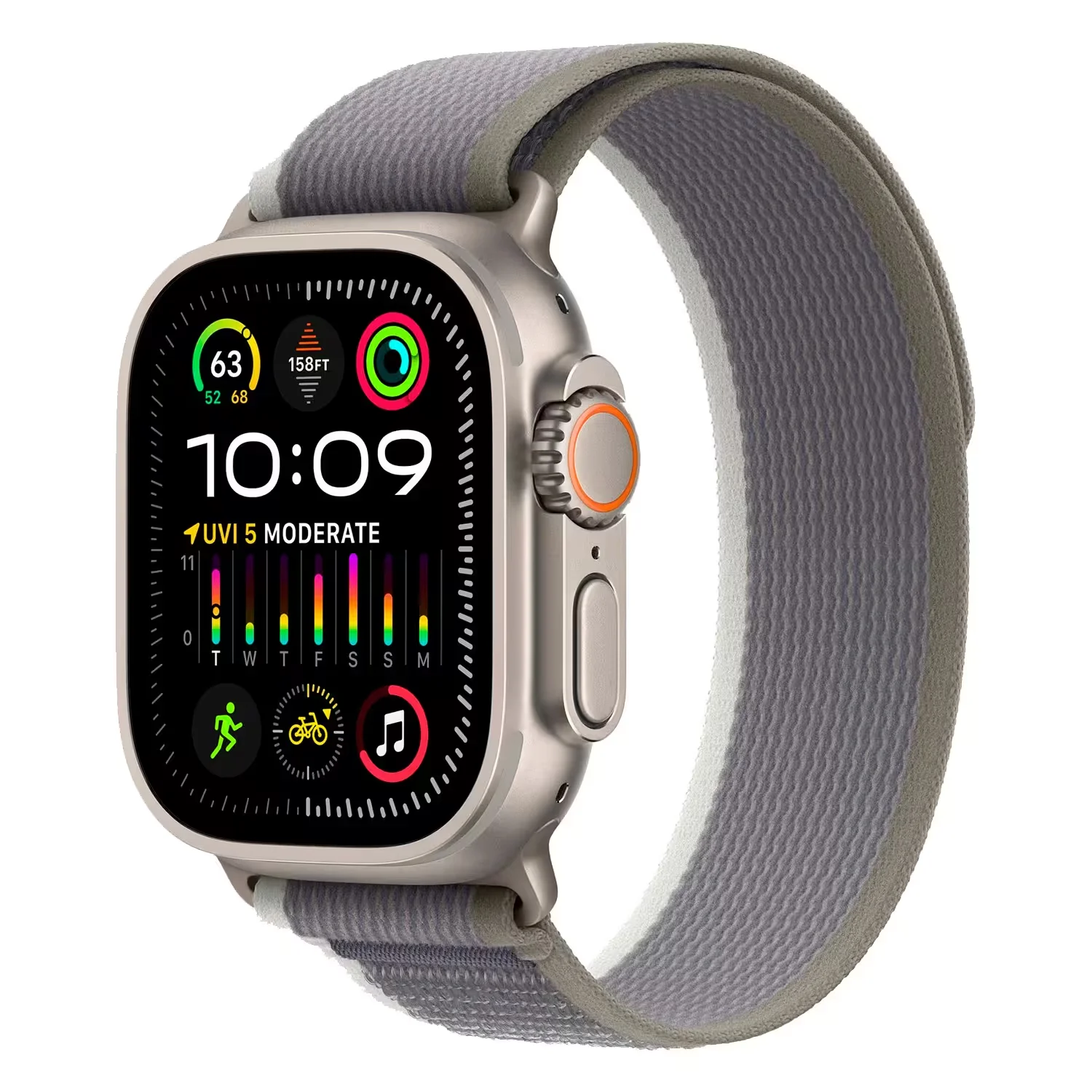 Apple Watch Ultra 2 MRF33LL/A Celular + GPS Caixa Titânio 49mm - Trail Loop Verde Cinza