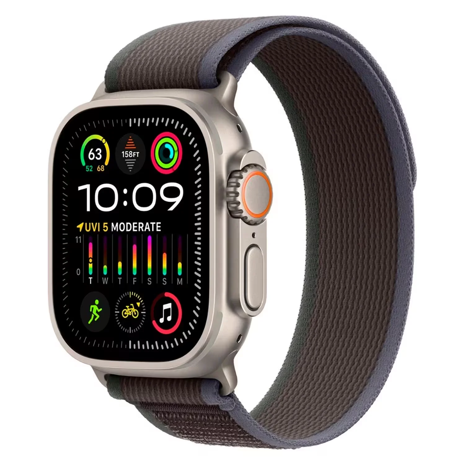 Apple Watch Ultra 2 MRF63RB/A Celular + GPS Caixa Titânio Natural 49mm - Loop Trail Preto M/L