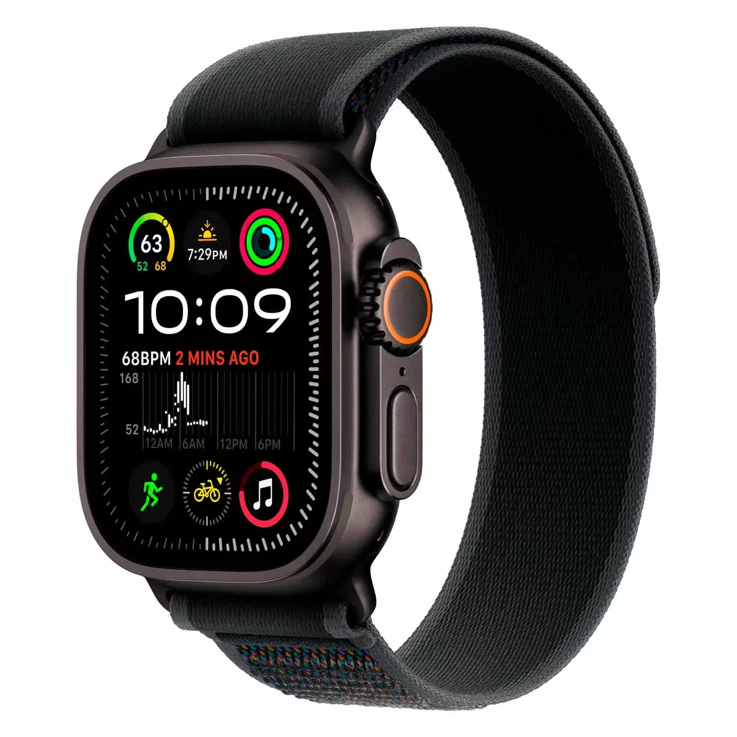 Apple Watch Ultra 2 MX4V3LZ/A Celular + GPS Caixa Titânio Preto 49mm - Loop Trail Preto M/L