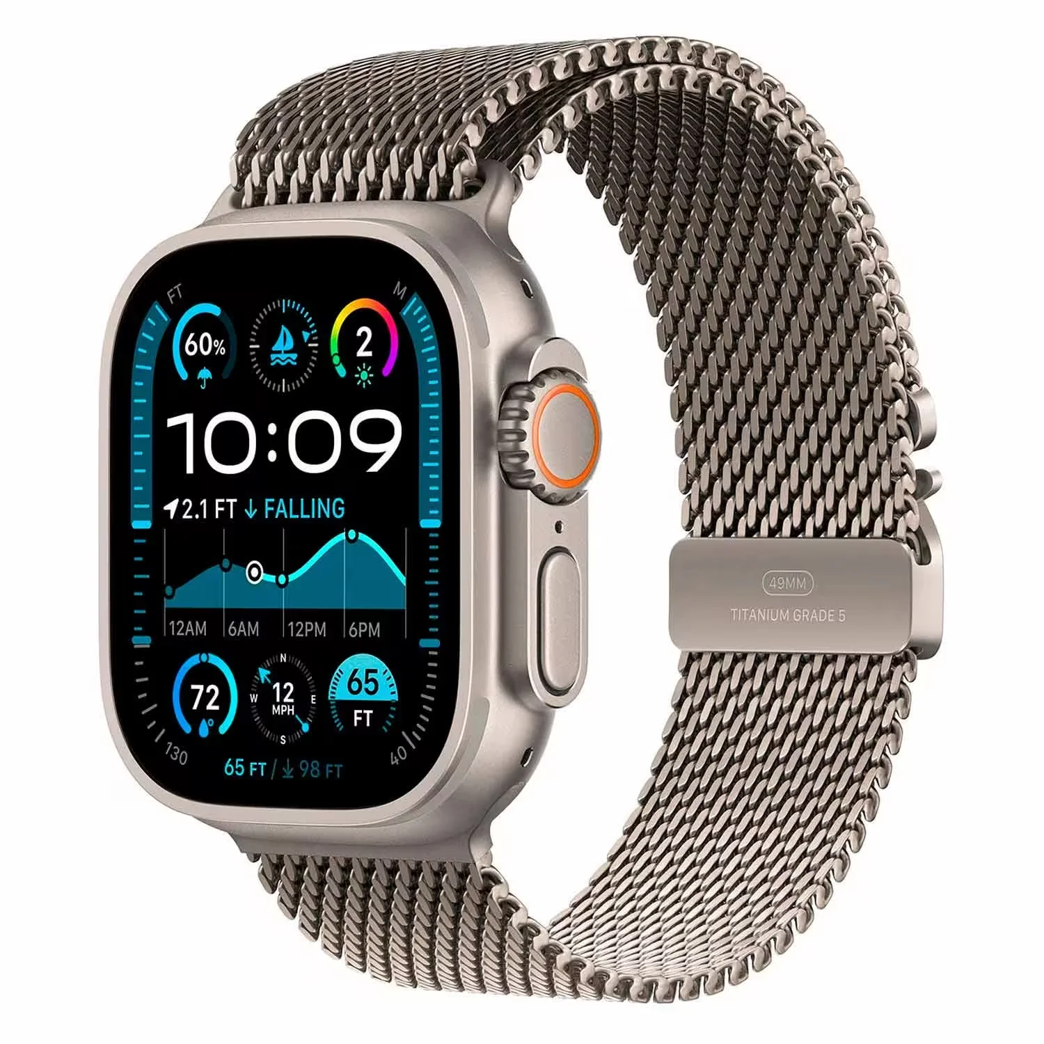 Apple Watch Ultra 2 MX5R3QA/A Celular + GPS Caixa Titânio Natural 49mm - Milanês de Titânio