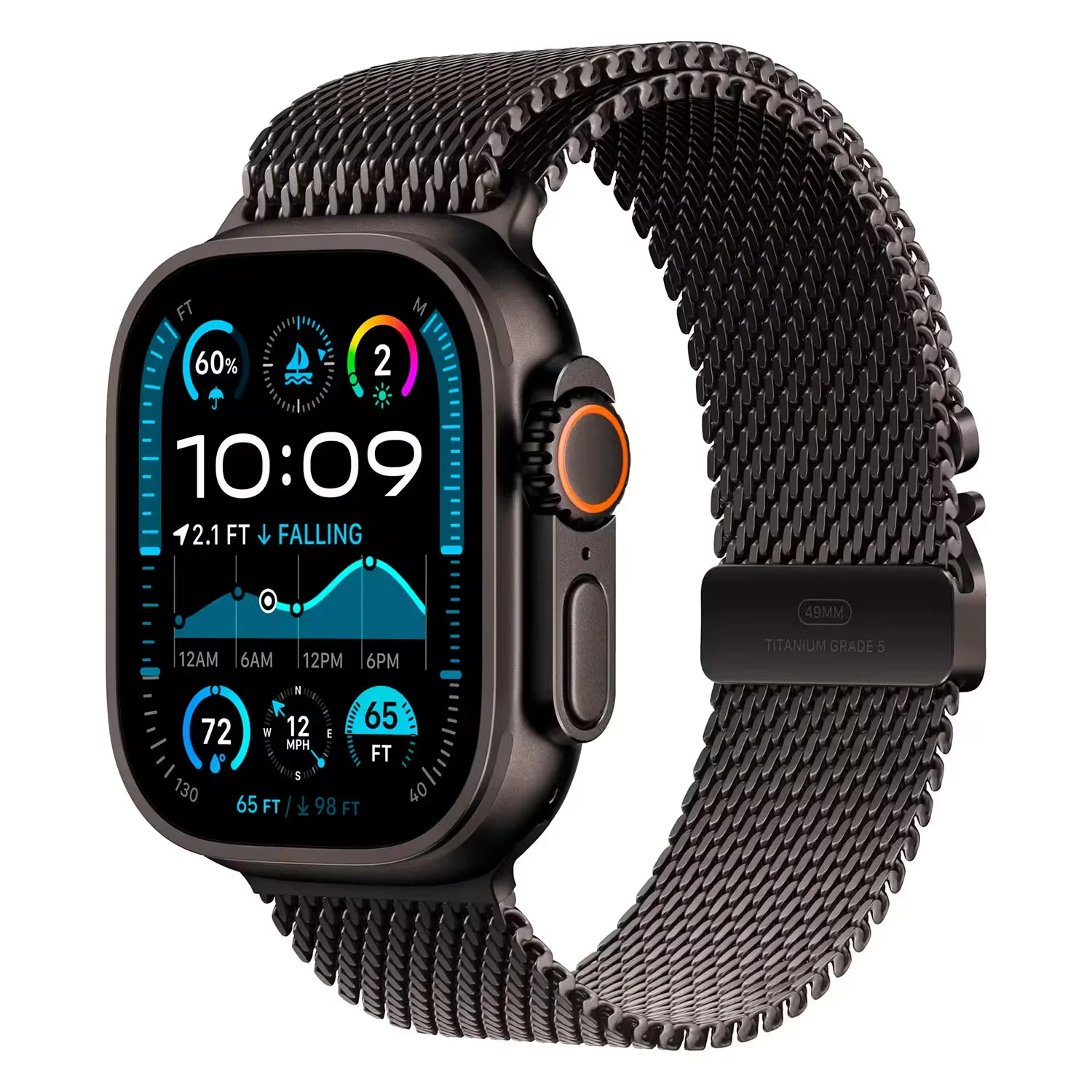 Apple Watch Ultra 2 MX5V3LW/A Celular + GPS Caixa Titânio 49mm Preto - Milanês de Titânio Preto M/L