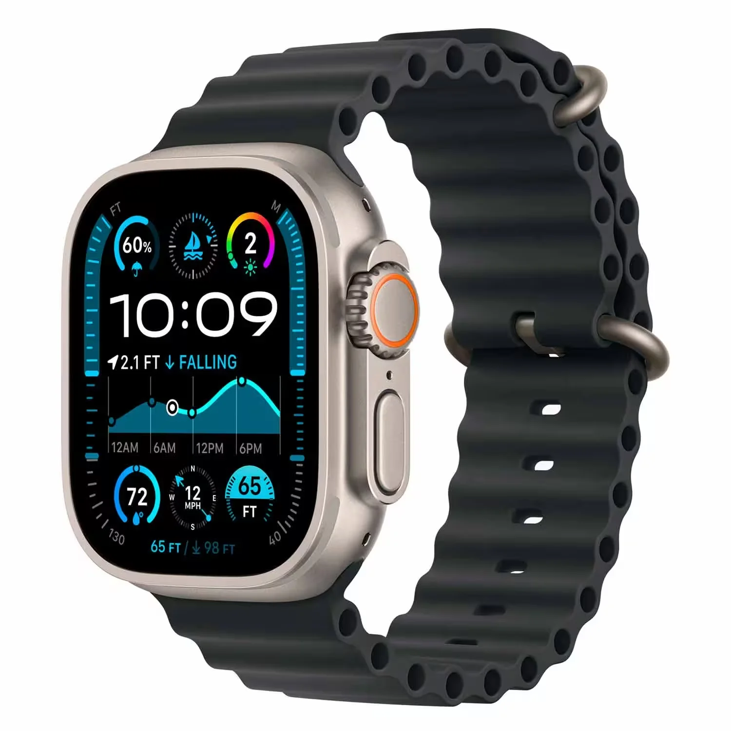 Apple Watch Ultra 2 MYT33LW/A Celular + GPS Caixa Titânio Natural 49MM - Oceano Preto