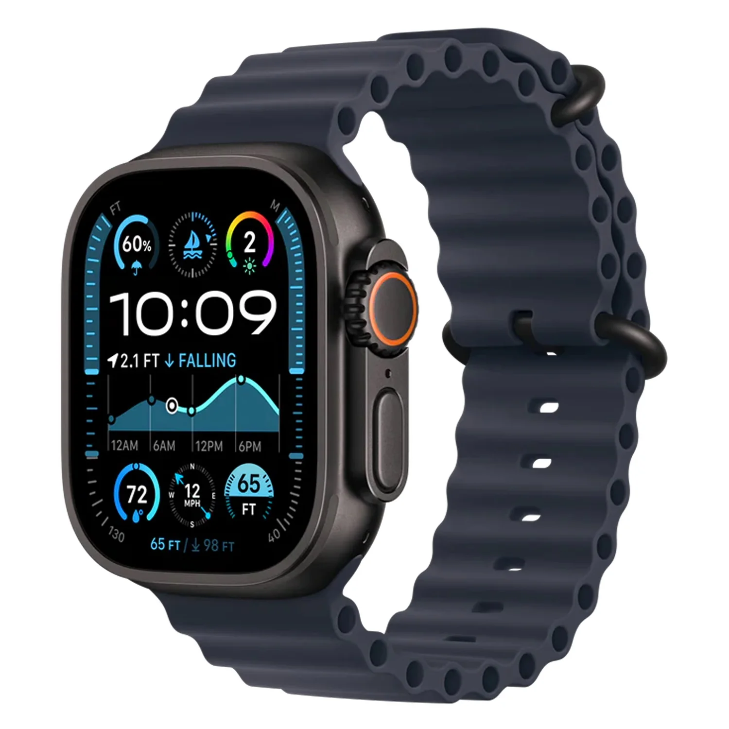 Apple Watch Ultra 2 MYTC3VC/A Celular + GPS Caixa Titânio 49mm Preto - Oceano Azul M/L