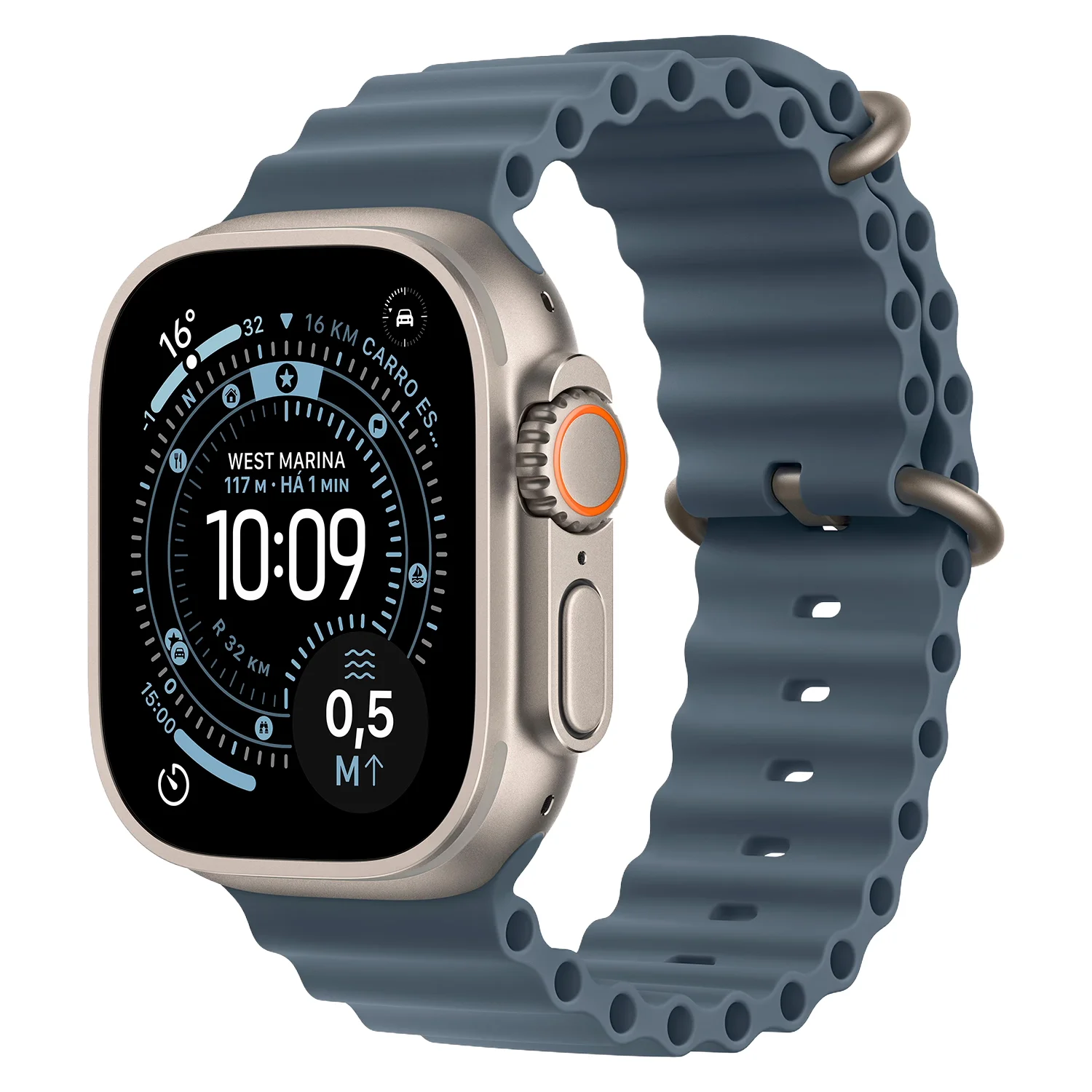 Apple Watch Ultra 3 MEWH4ZP/A Celular + GPS Caixa Titânio Natural 49mm - Oceano Azul Âncora