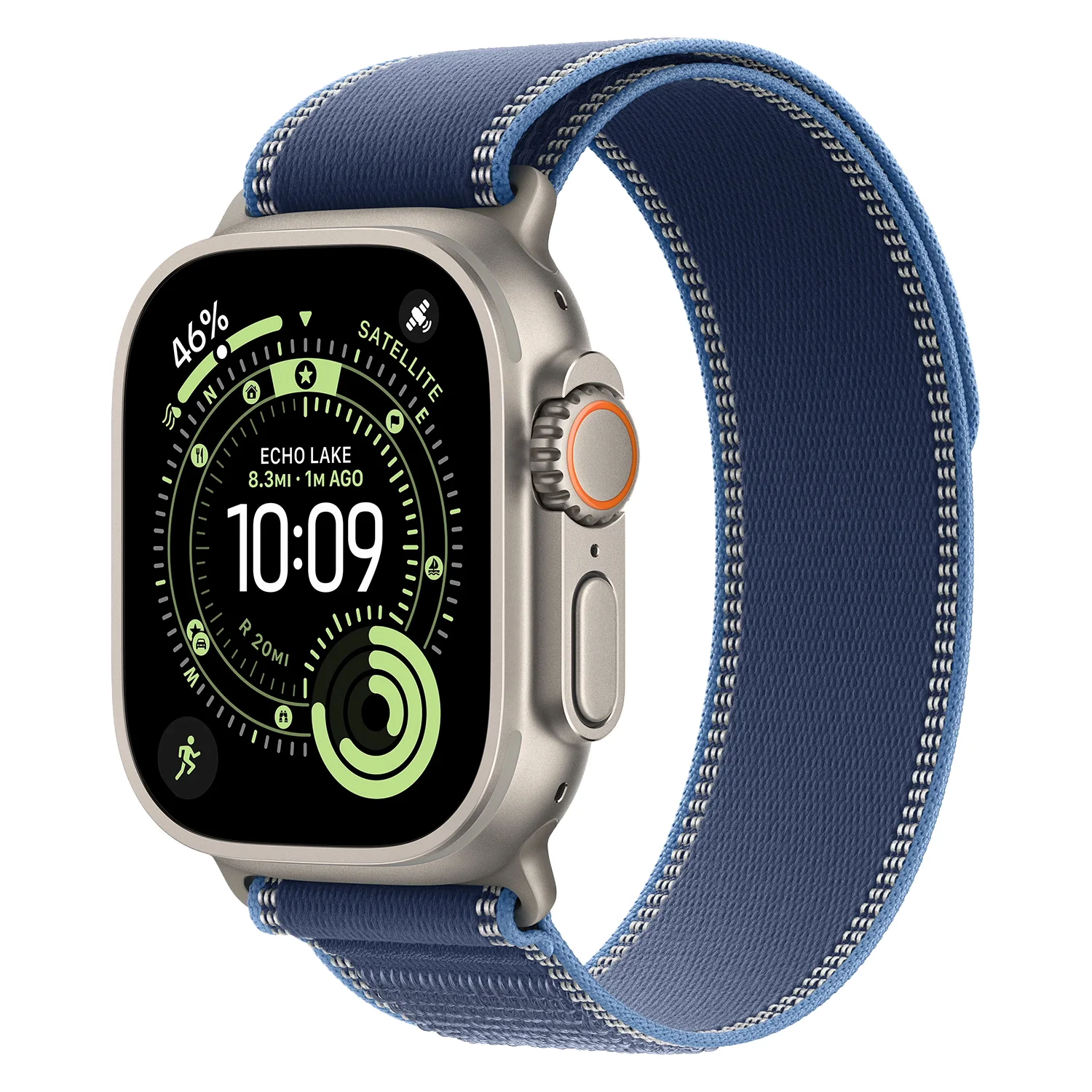 Apple Watch Ultra 3 MEWM4LW/A Celular + GPS Caixa Titânio Natural 49mm - Loop Trail Azul Brilhante