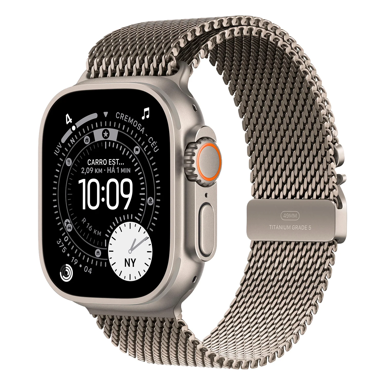 Apple Watch Ultra 3 MEWW4ZP/A Celular + GPS Caixa Titânio 49mm - Estilo Milanês de Titânio (S)