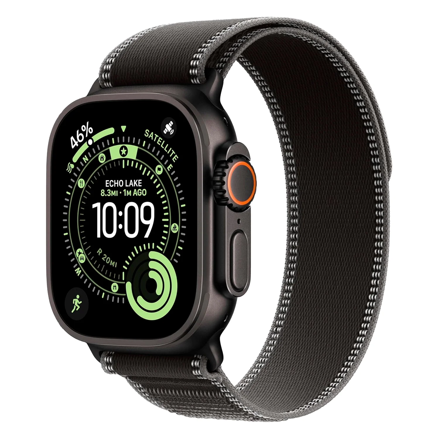 Apple Watch Ultra 3 MF1D4LW/A Celular + GPS Caixa Titânio Preto 49mm - Loop Trail Preto S/M