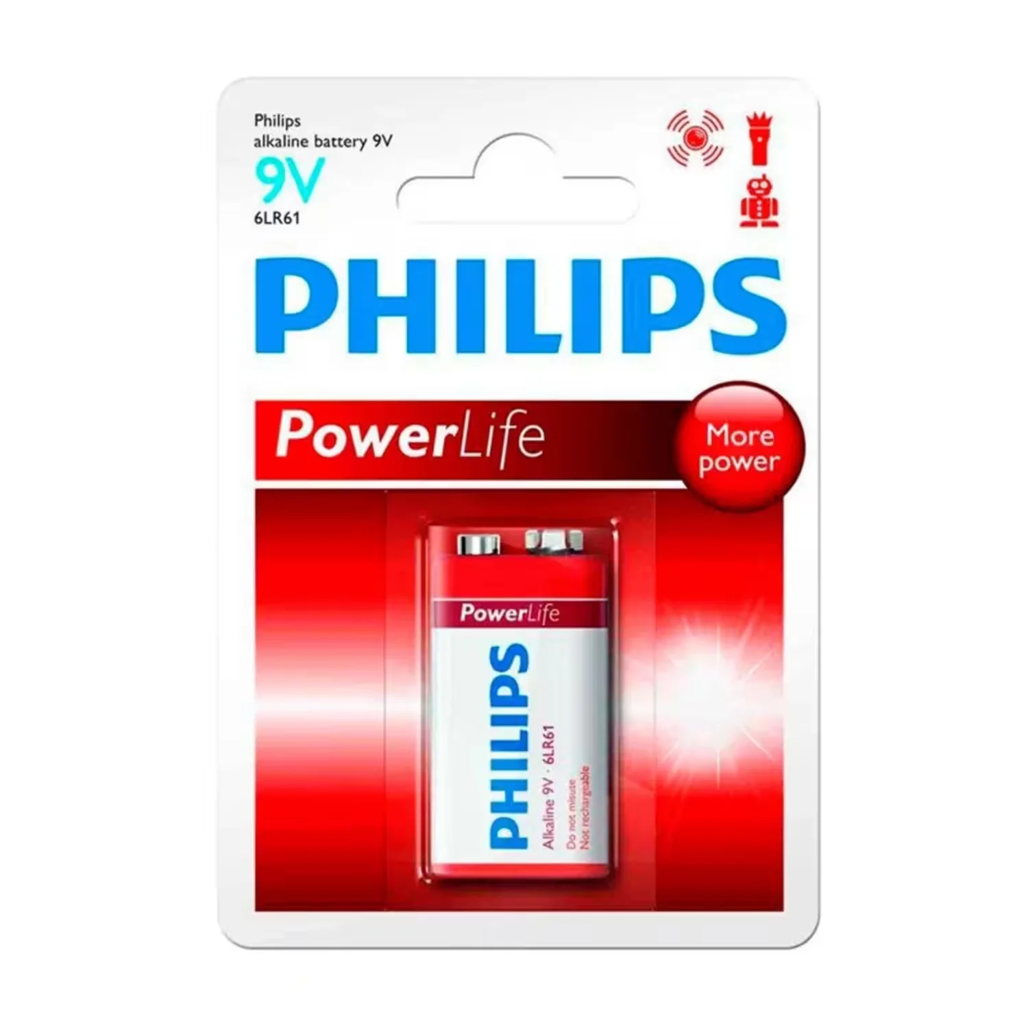 Bateria Alcalina Philips Power Life Alcalina 6LR-61P1B/97 9V - 1 Unidade