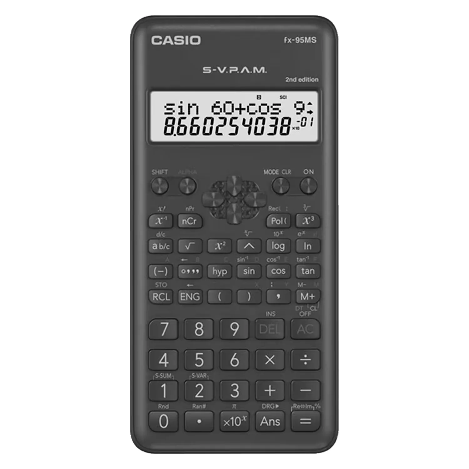 Calculadora Ciêntifica Casio FX-95MS-2-W-DH-V 2ª Edição 12 Dígitos - Preto