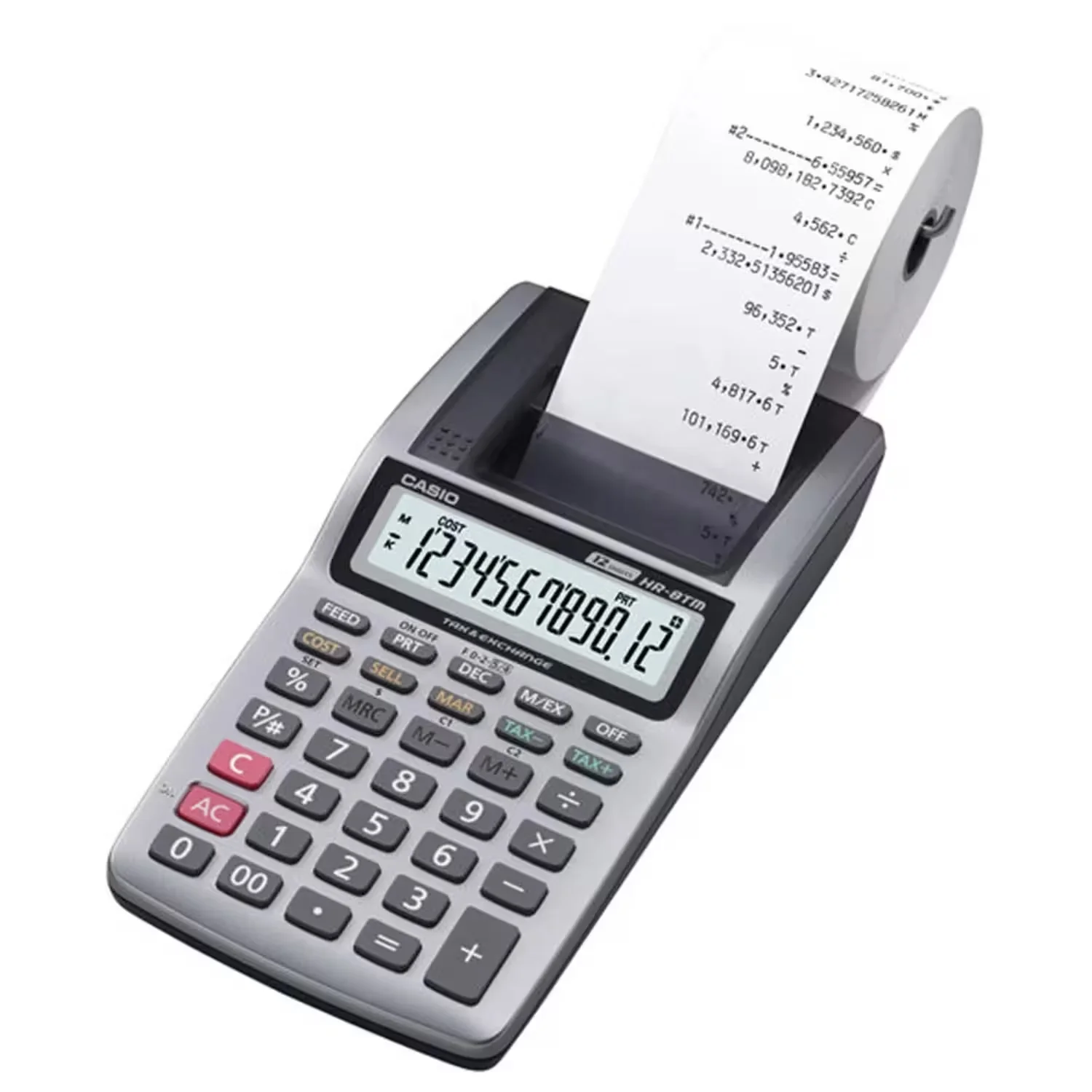 Calculadora com Impressão Casio HR-8RC-WE-DC 12 Dígitos - Branco