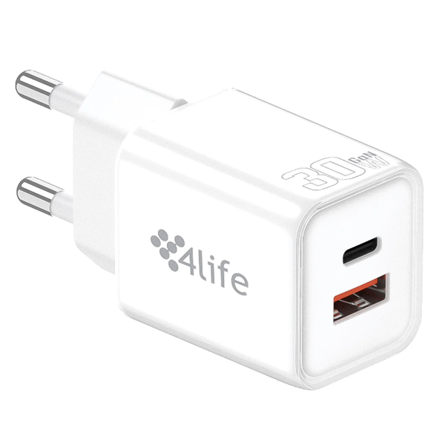 Carregador 4Life FL9530ACGW 30W USBA/USBC - Branco