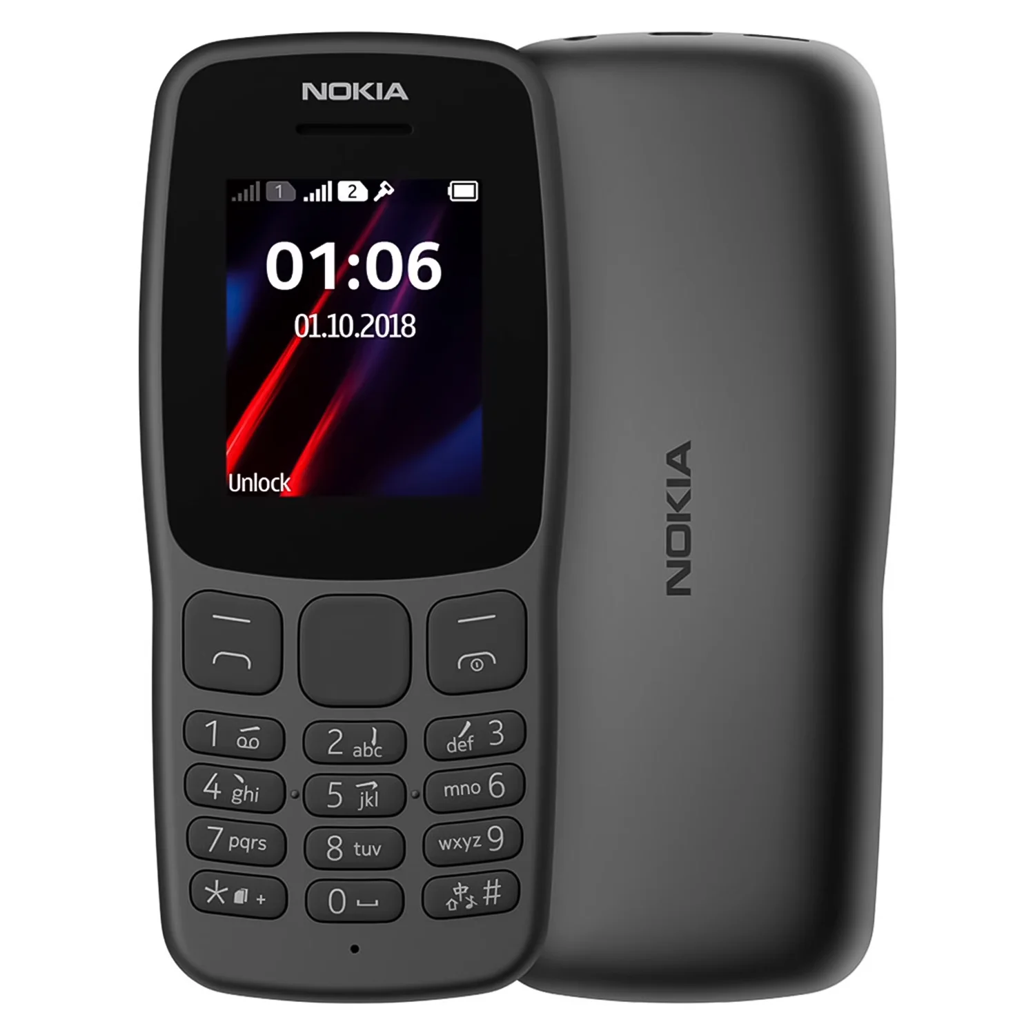 Celular Nokia 106 2024 TA-1564 Dual SIM Tela 1.8" - Preto e Cinza