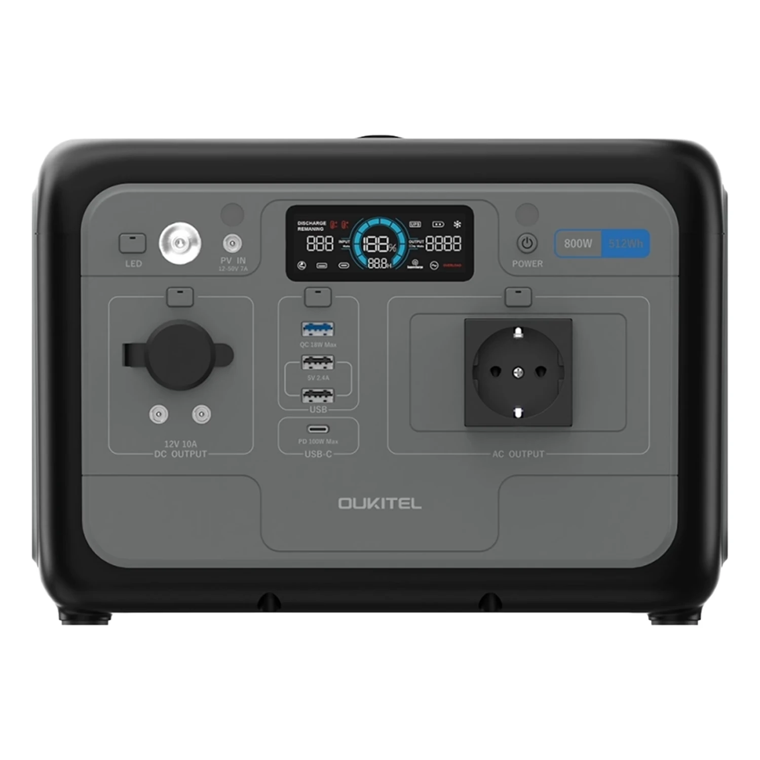 Estação de Energia Portátil Oukitel P800E 800W/512Wh - Cinza