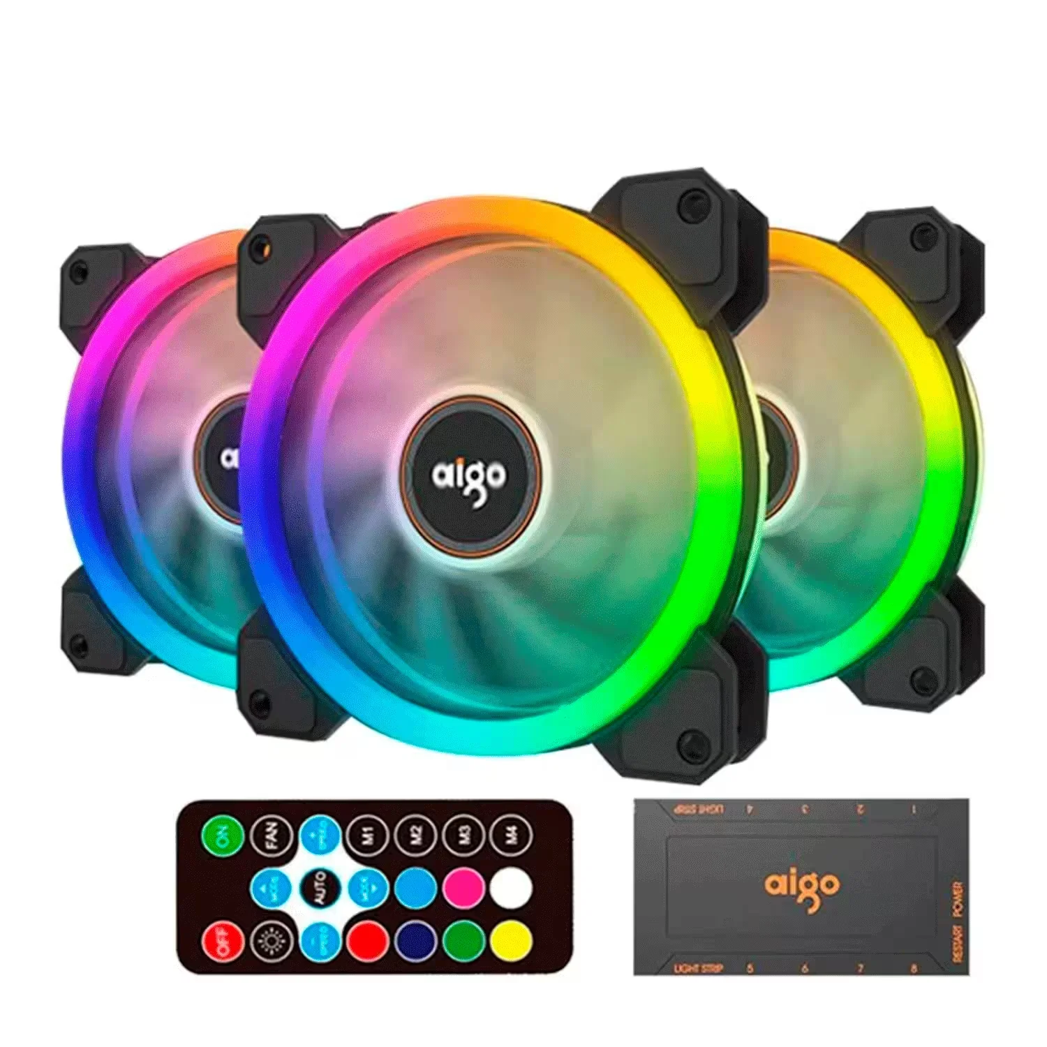 Fan para Gabinete Aigo darkFlash DR12 RGB 3 em 1 - Preto