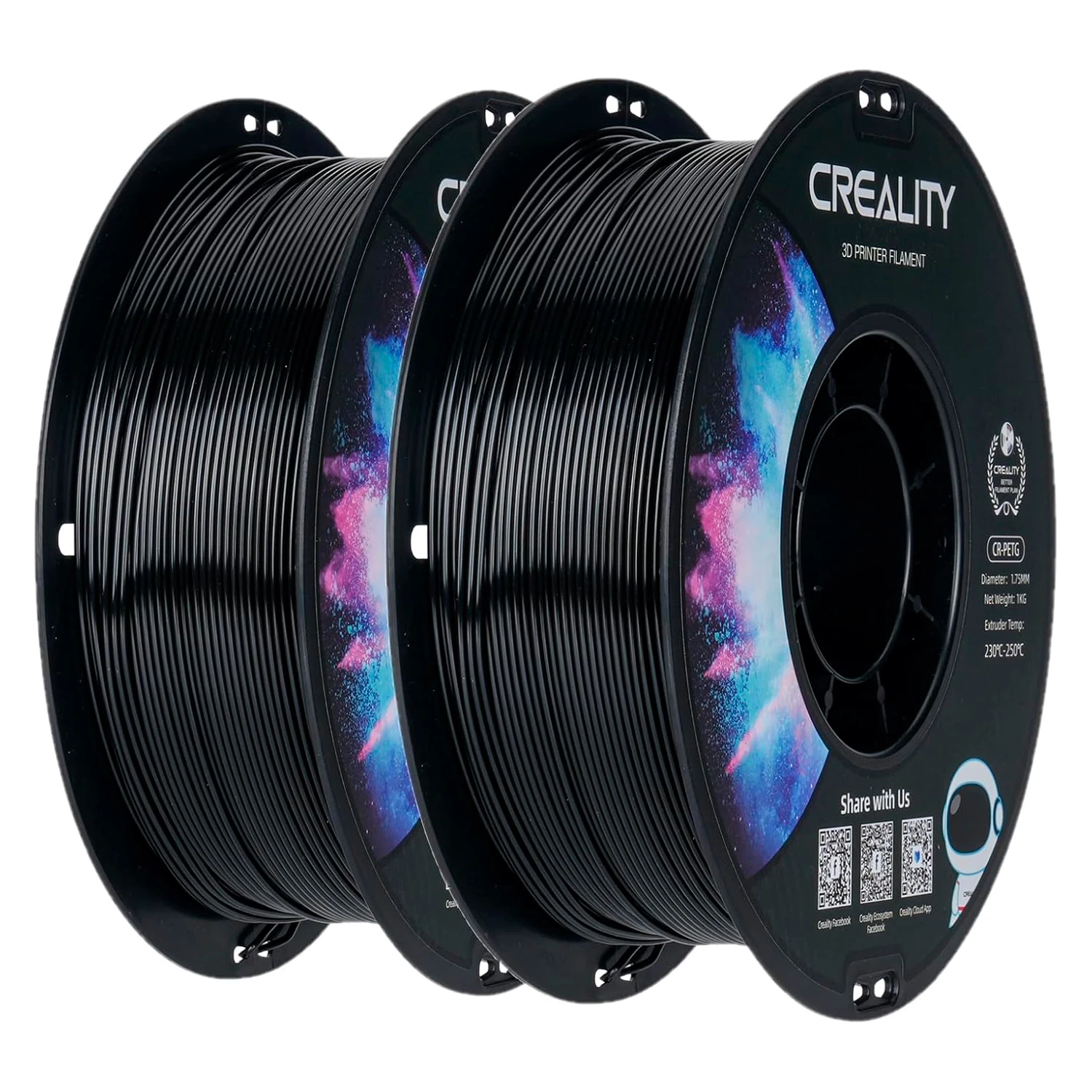 Filamento Creality CR-PETG 2Kg 1.75mm para Impressora 3D - Preto