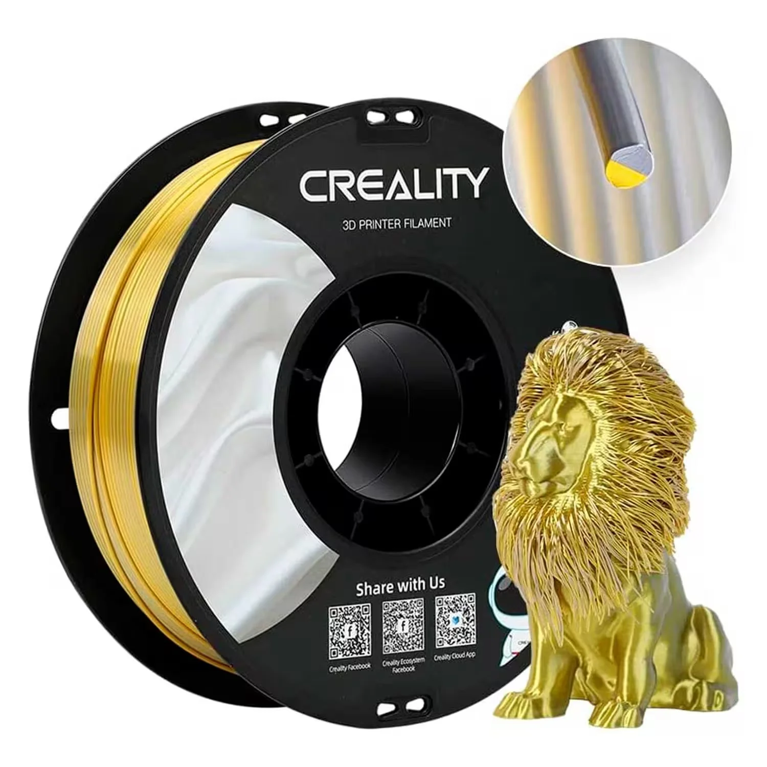 Filamento Creality CR-PLA 1Kg 1.75mm para Impressora 3D - Ouro