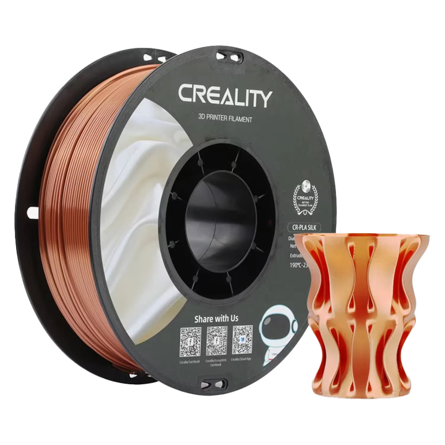 Filamento Creality CR-SILK 1Kg 1.75mm para Impressora 3D - Cobre