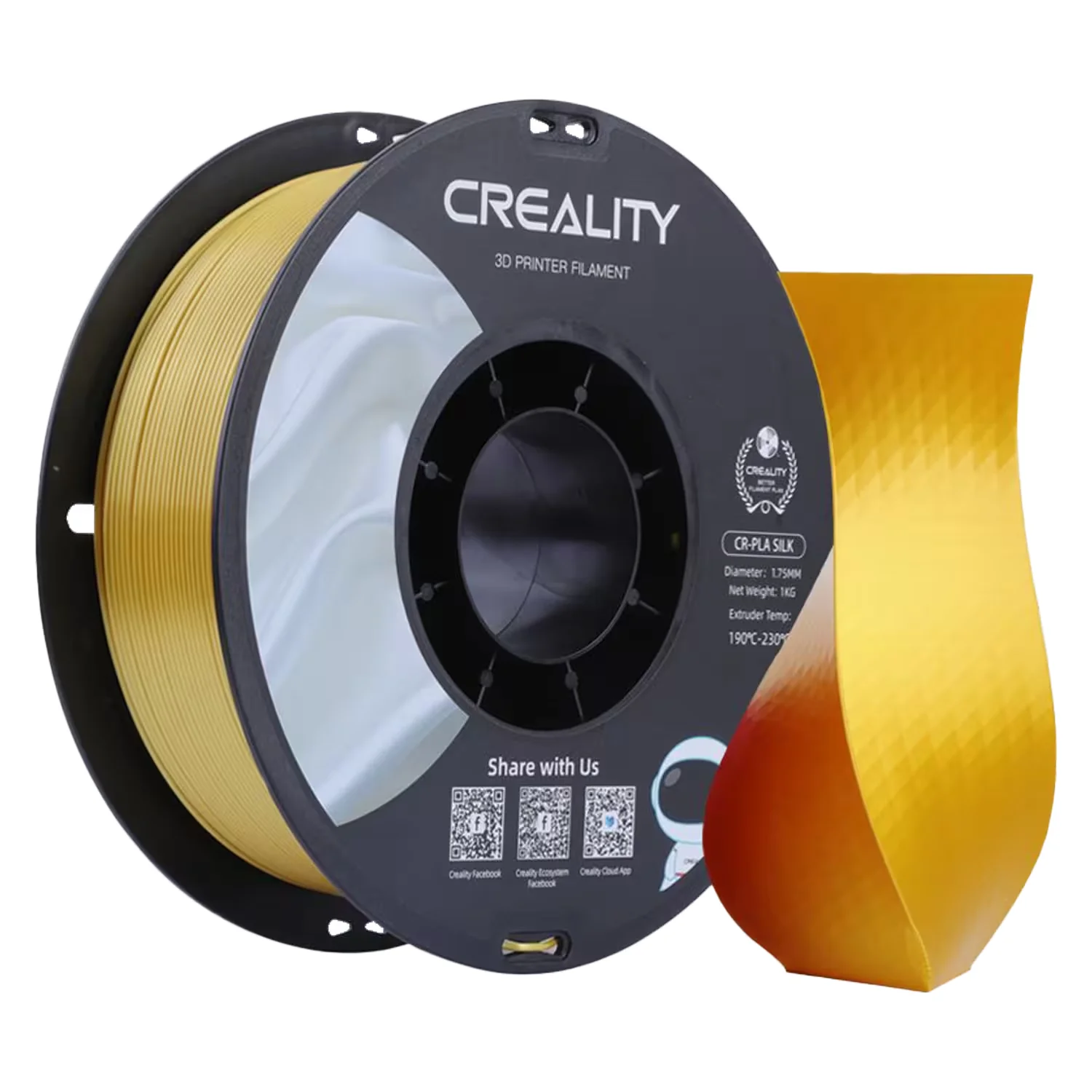 Filamento Creality CR-SILK 1Kg 1.75mm para Impressora 3D - Dourado