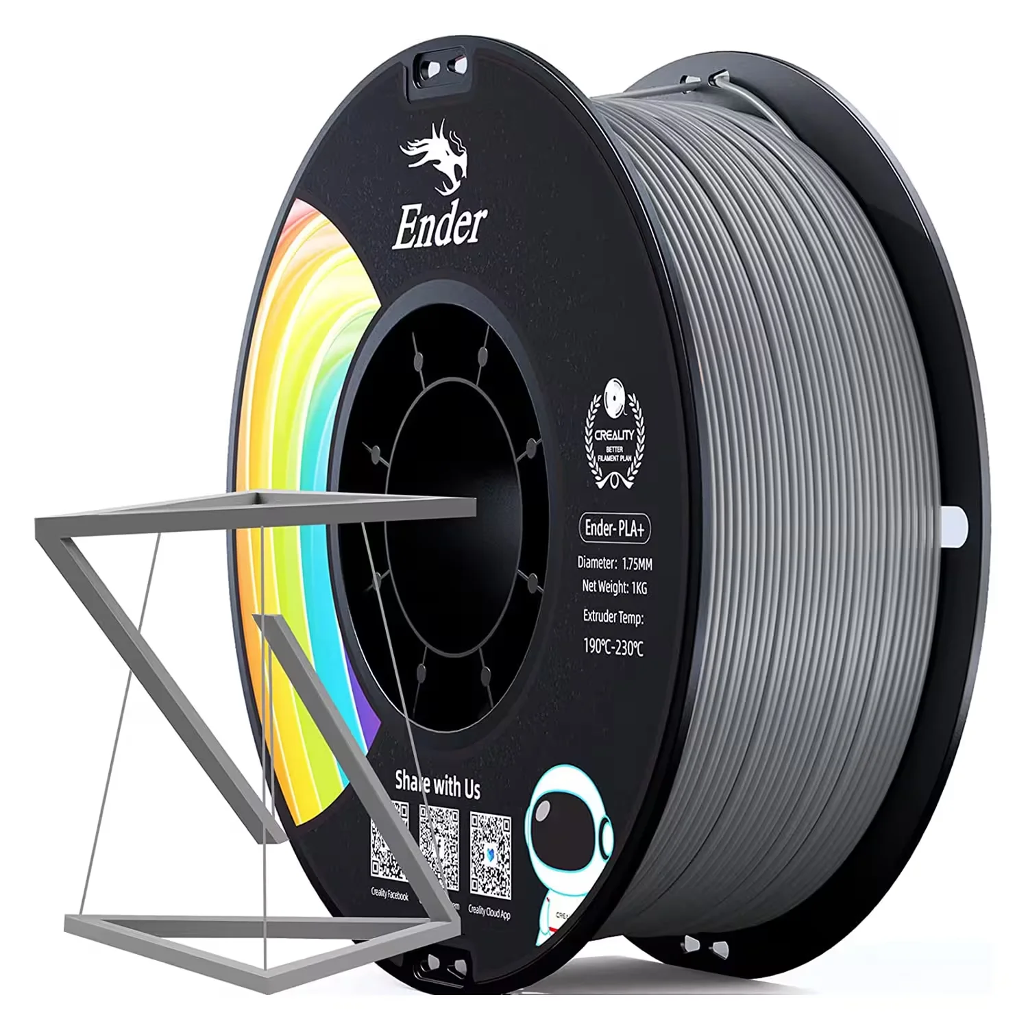 Filamento Creality EN-PLA 1Kg 1.75mm para Impressora 3D - Cinza