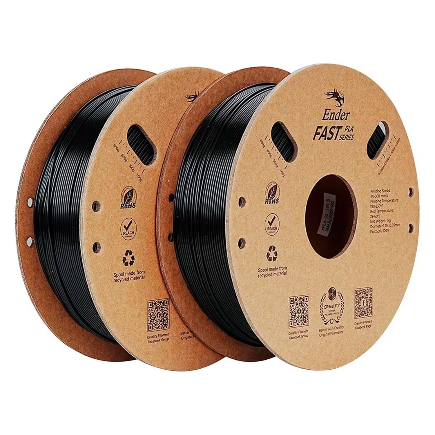 Filamento Creality FAST-PLA 2Kg 1.75mm para Impressora 3D - Preto
