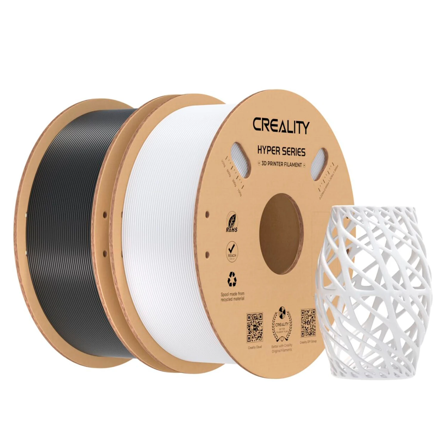 Filamento Creality Hyper PETG 2Kg 1.75mm para Impressora 3D - Preto e Branco