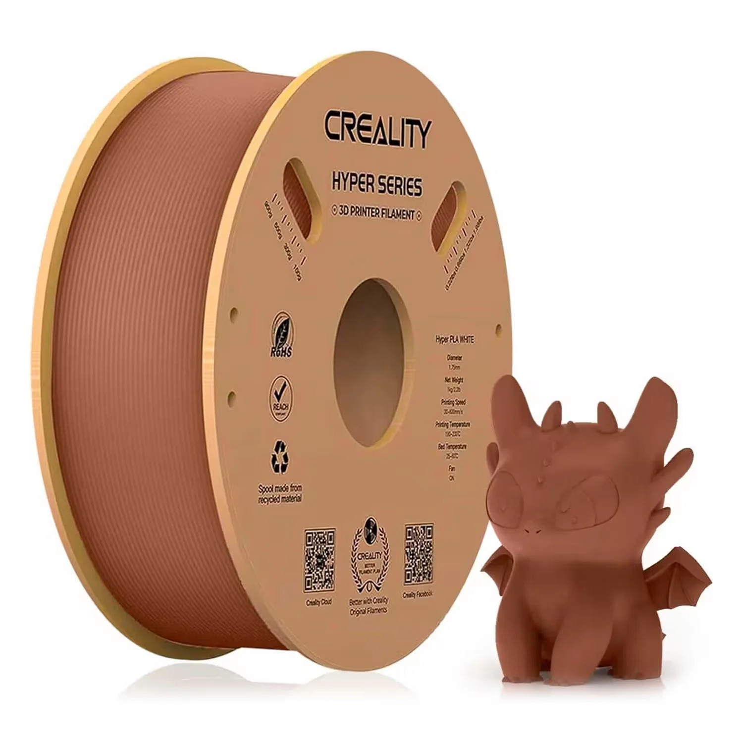 Filamento Creality HYPER-PLA 1Kg 1.75mm para Impressora 3D - Marrom