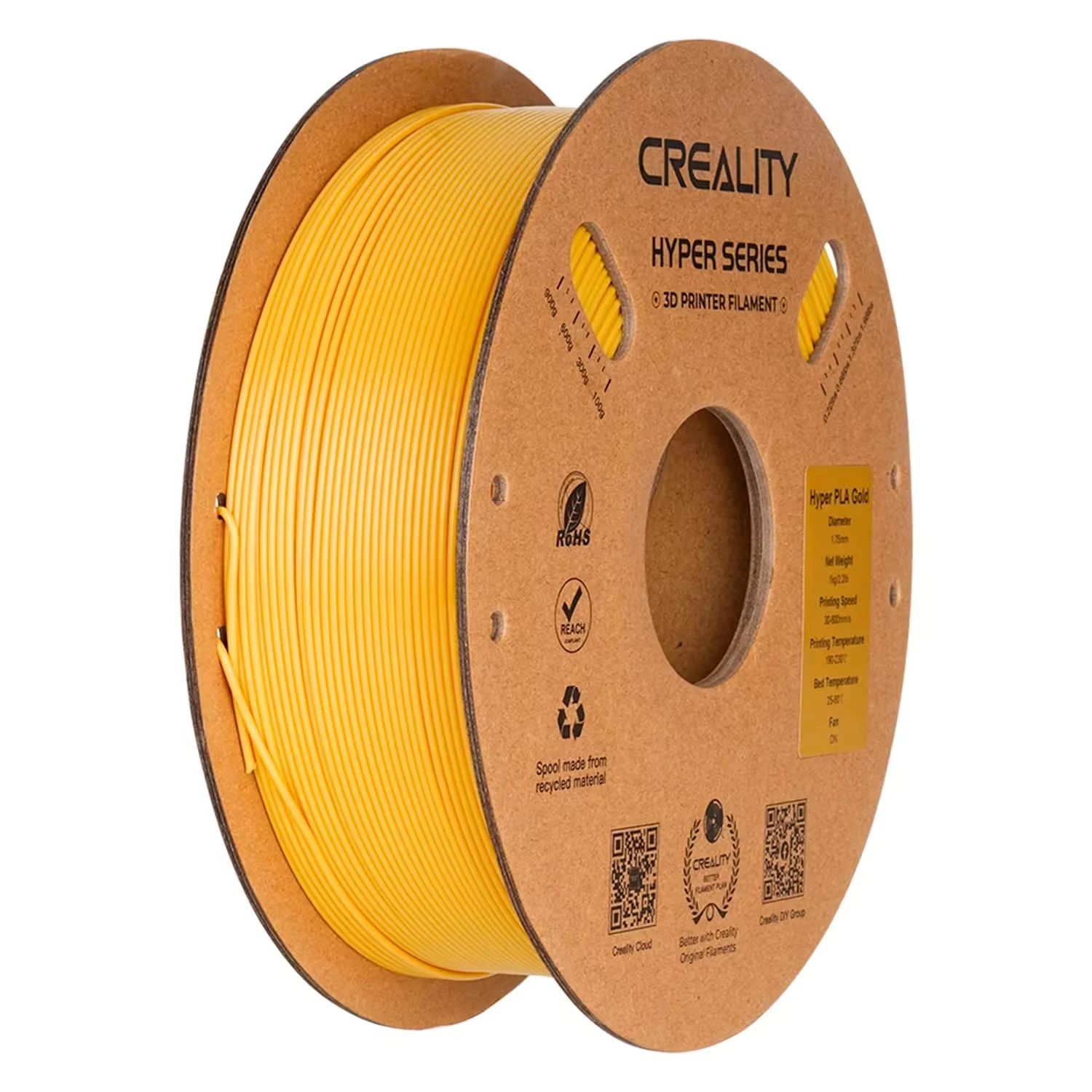 Filamento Creality HYPER-PLA 1Kg 1.75mm para Impressora 3D - Ouro