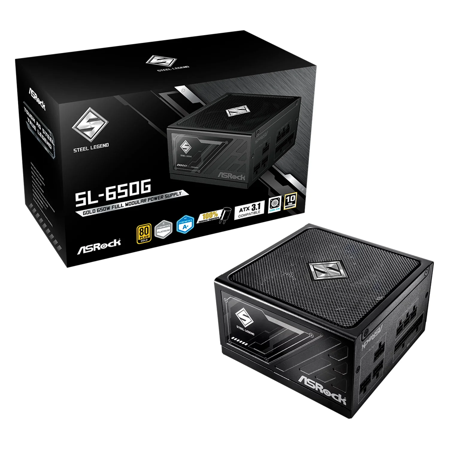 Fonte ASRock Steel Legend SL-650G ATX 650W 80 Plus Gold Full Modular - Preto