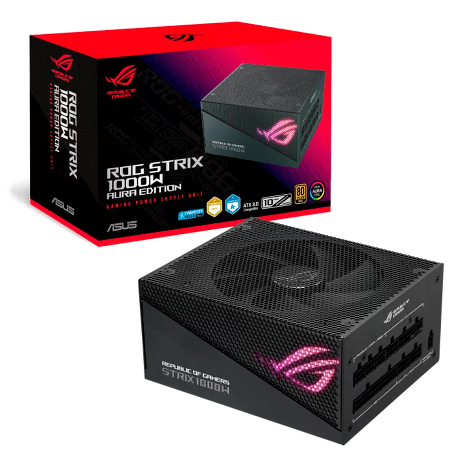 Fonte Asus ROG Strix Aura Edition ATX 1000W 80 Plus Gold Full Modular Bivolt ARGB- Preto