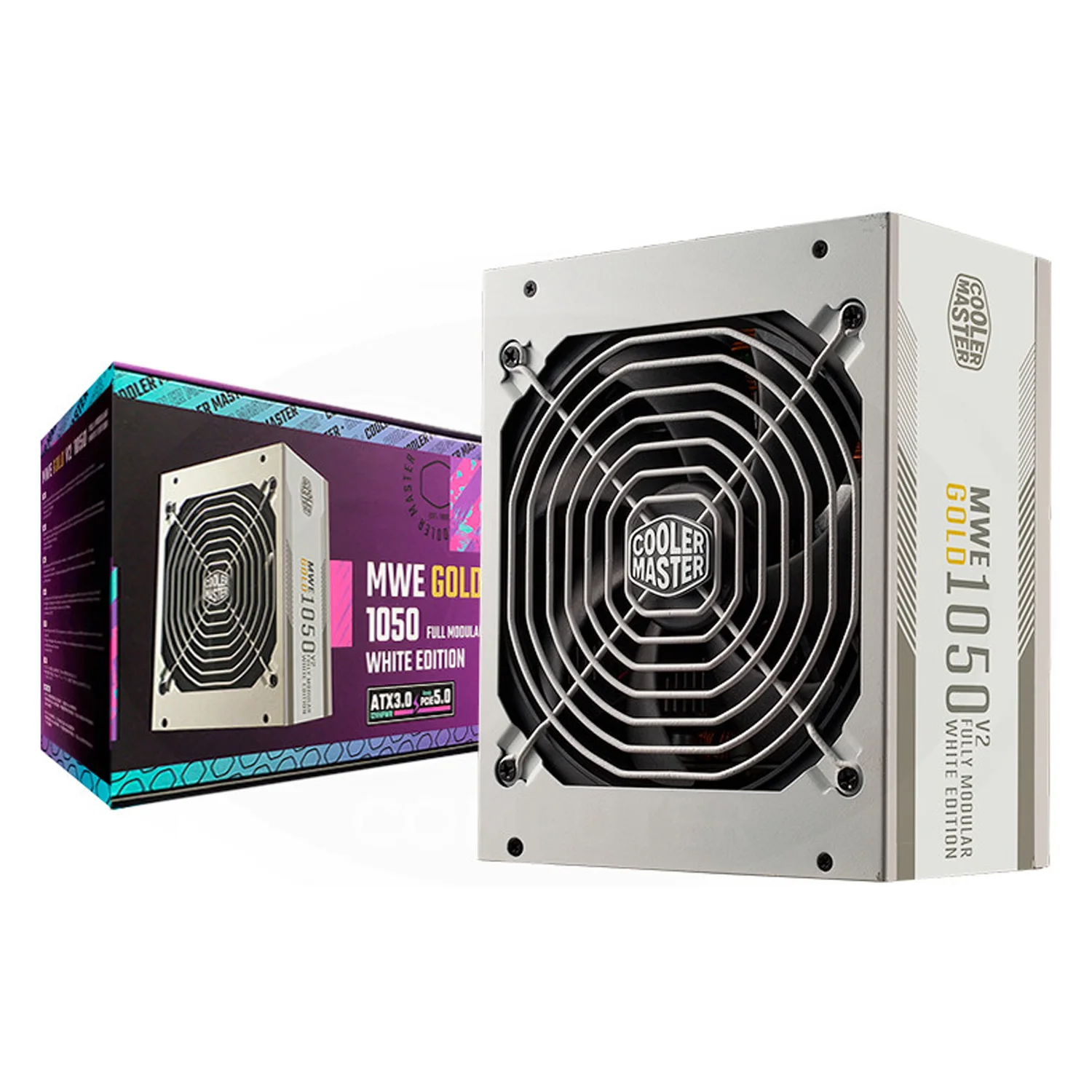 Fonte Cooler Master MWE Gold V2 MPE-A501-AFCAG-3GU2 ATX 1050W 80 Plus Gold Full Modular PFC Ativo - Branco