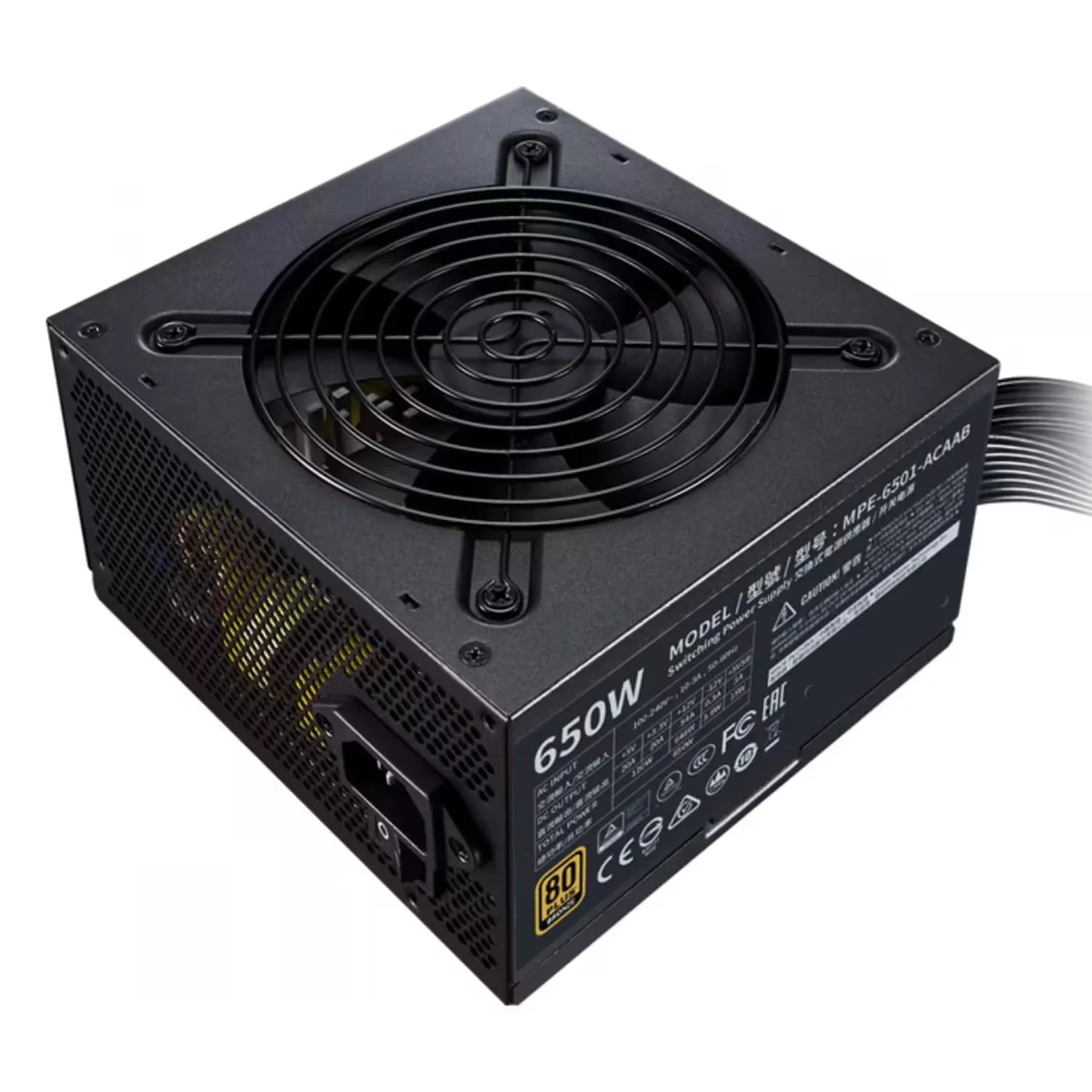 Fonte Cooler Master MWE MPE-6501-ACAAB-US ATX 650W 80 Plus Bronze PFC Ativo - Preto