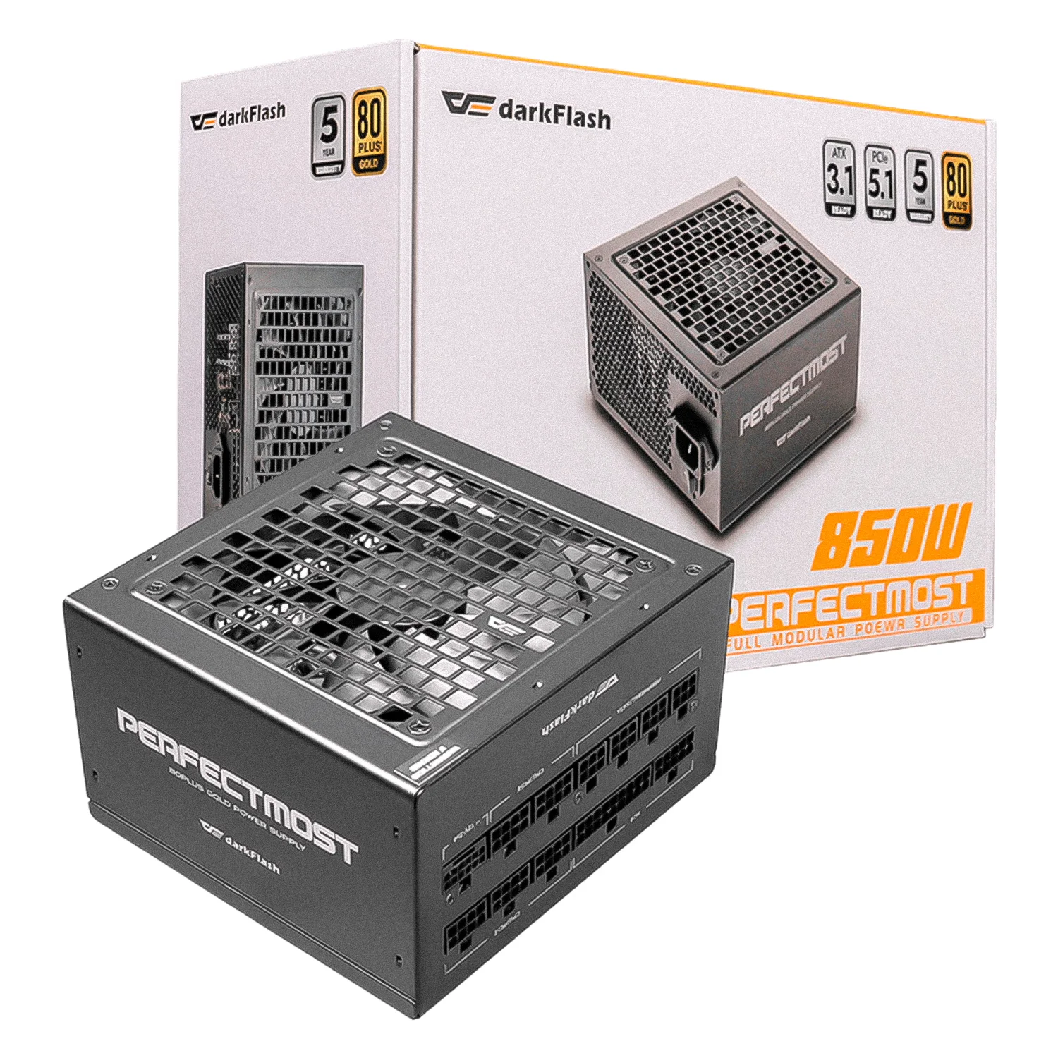 Fonte darkFlash PMT850A3 ATX 850W 80 Plus Gold PFC Ativo Full Modular Bivolt - Preto
