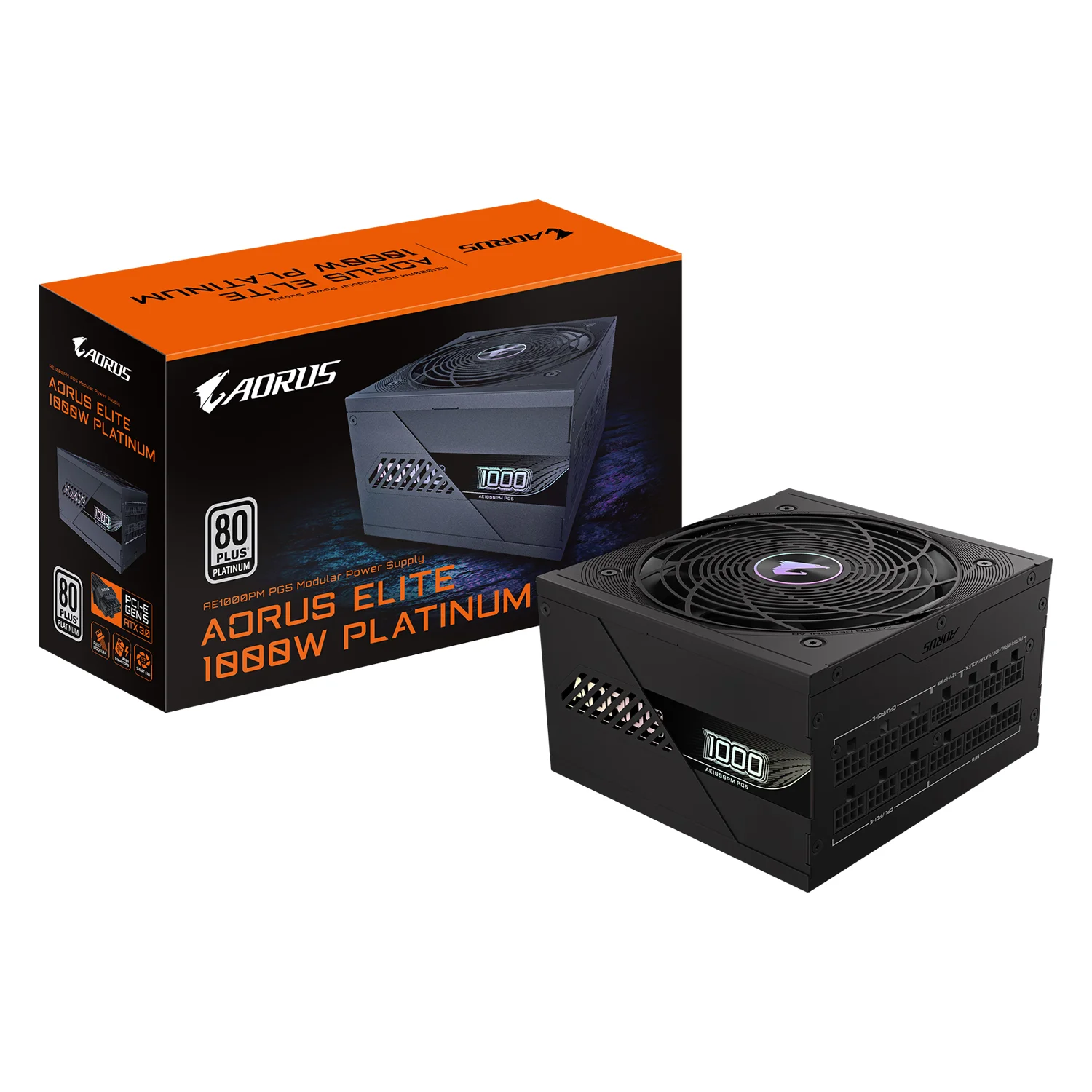 Fonte Gigabyte Aorus Elite P1000W GP-AE1000PM PG5 ATX 1000W 80 Plus Platinum PFC Ativo Full Modular Bivolt - Preto