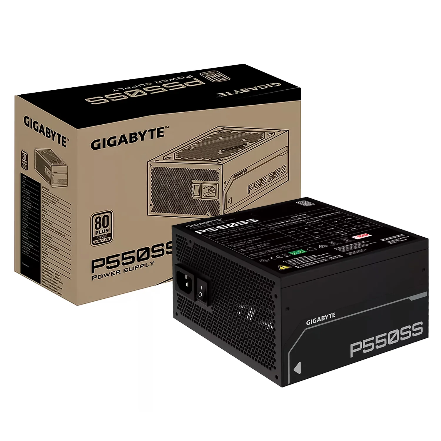 Fonte Gigabyte GP-P550SS ATX 550W 80 Plus Silver Bivolt - Preto