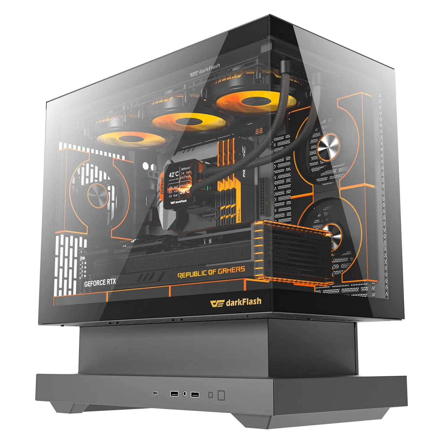 Gabinete darkFlash Floatron F1 - Preto (6 Fans ARGB)