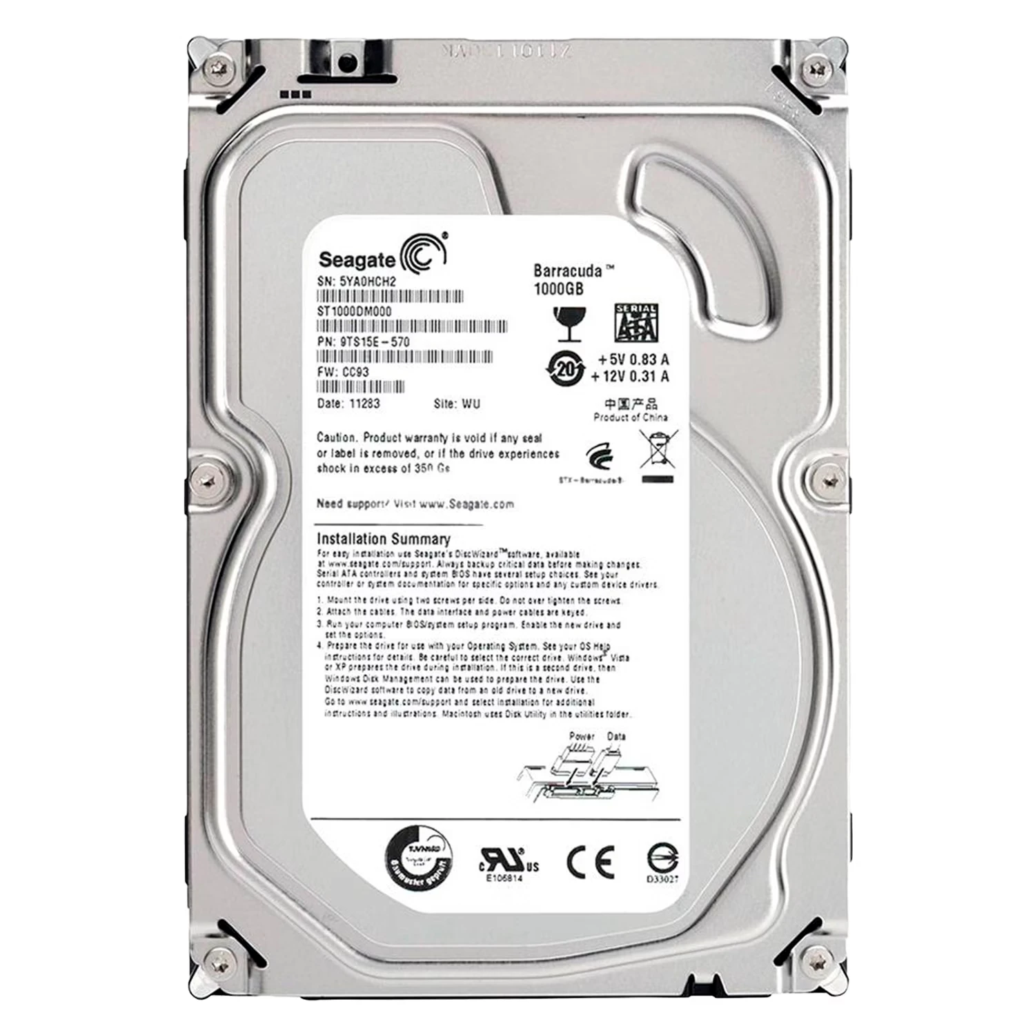 HD Seagate Barracuda Pull 1TB 3.5" SATA 2 7200RPM - ST1000DM000