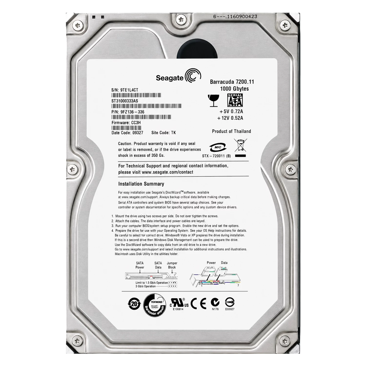 HD Seagate Barracuda Pull 1TB 3.5" SATA 2 7200RPM - ST31000333AS