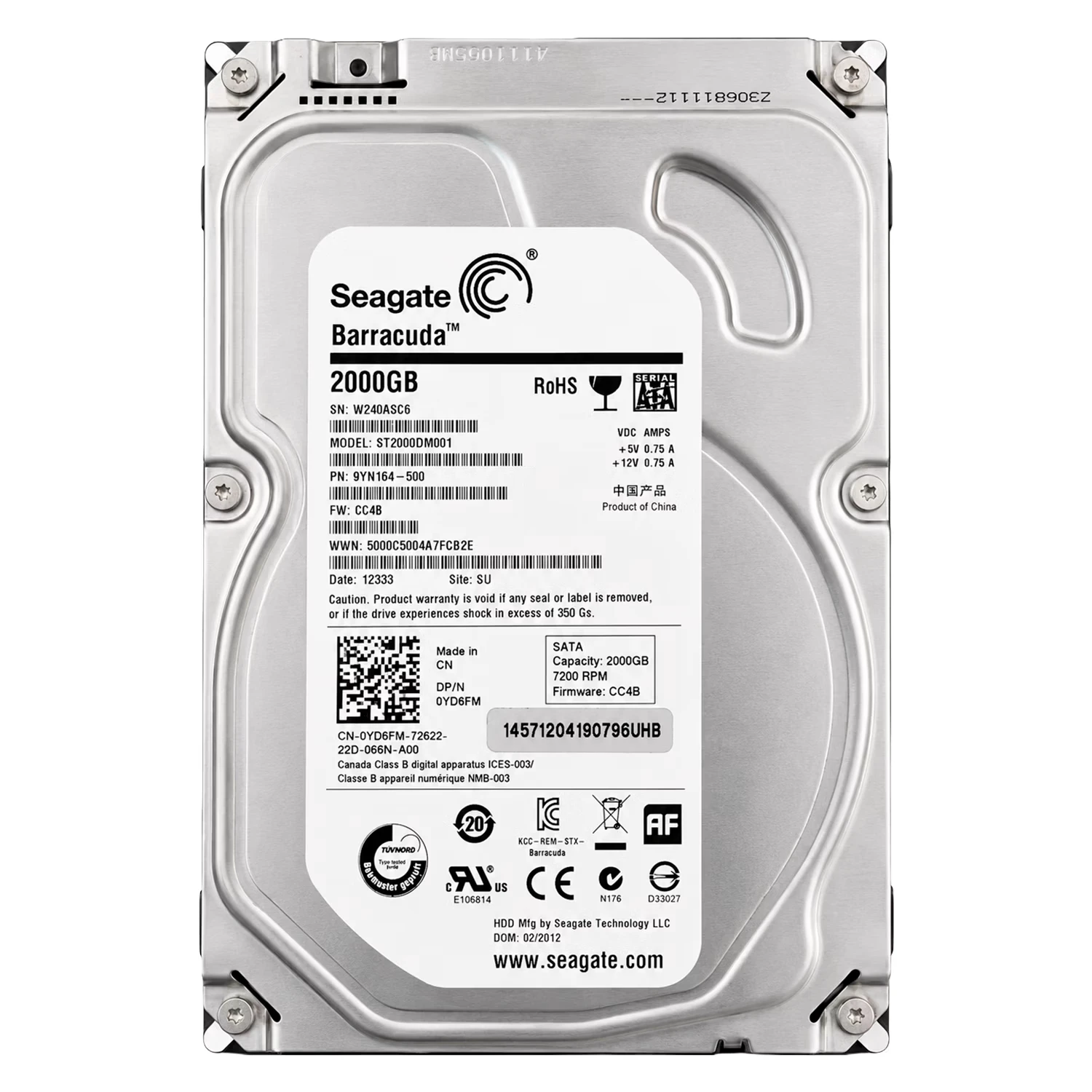 HD Seagate Barracuda Pull 2TB 3.5" SATA 3 7200RPM - ST2000DM001