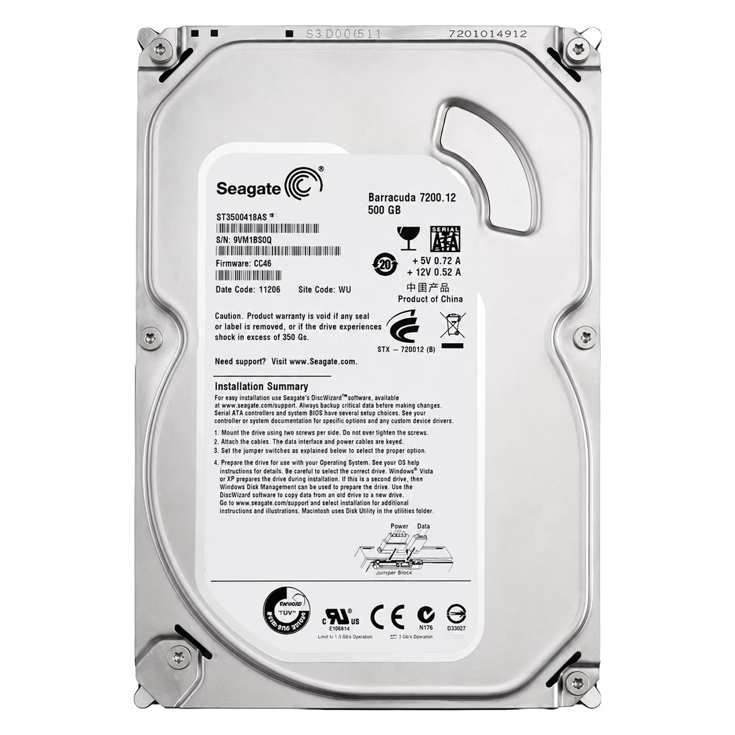HD Seagate Barracuda Pull 500GB 3.5" SATA 2 7200RPM - ST3500418AS