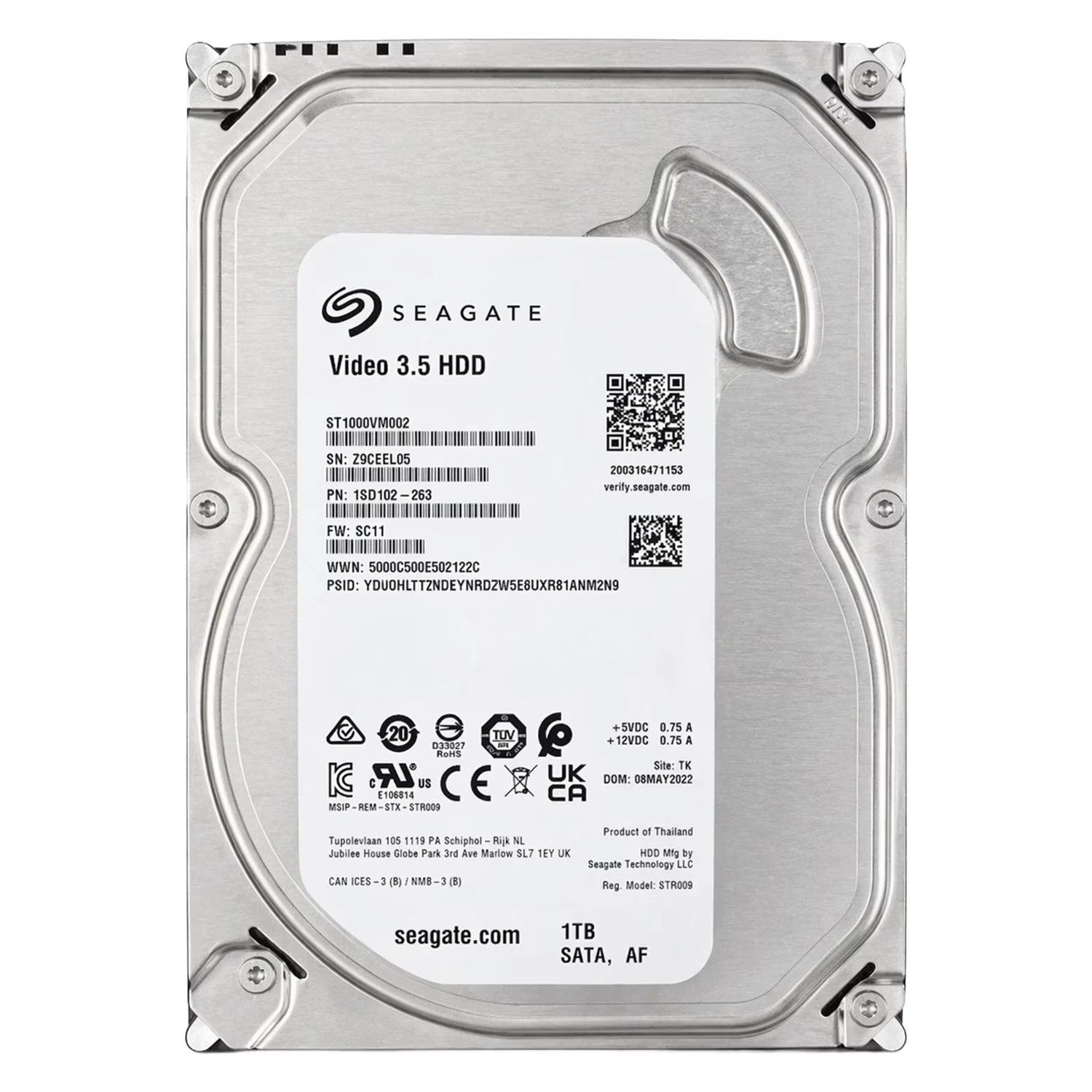HD Seagate Pipeline Pull 1TB 3.5" SATA 3 5900RPM - ST1000VM002 (Embalagem Entregue a Parte)