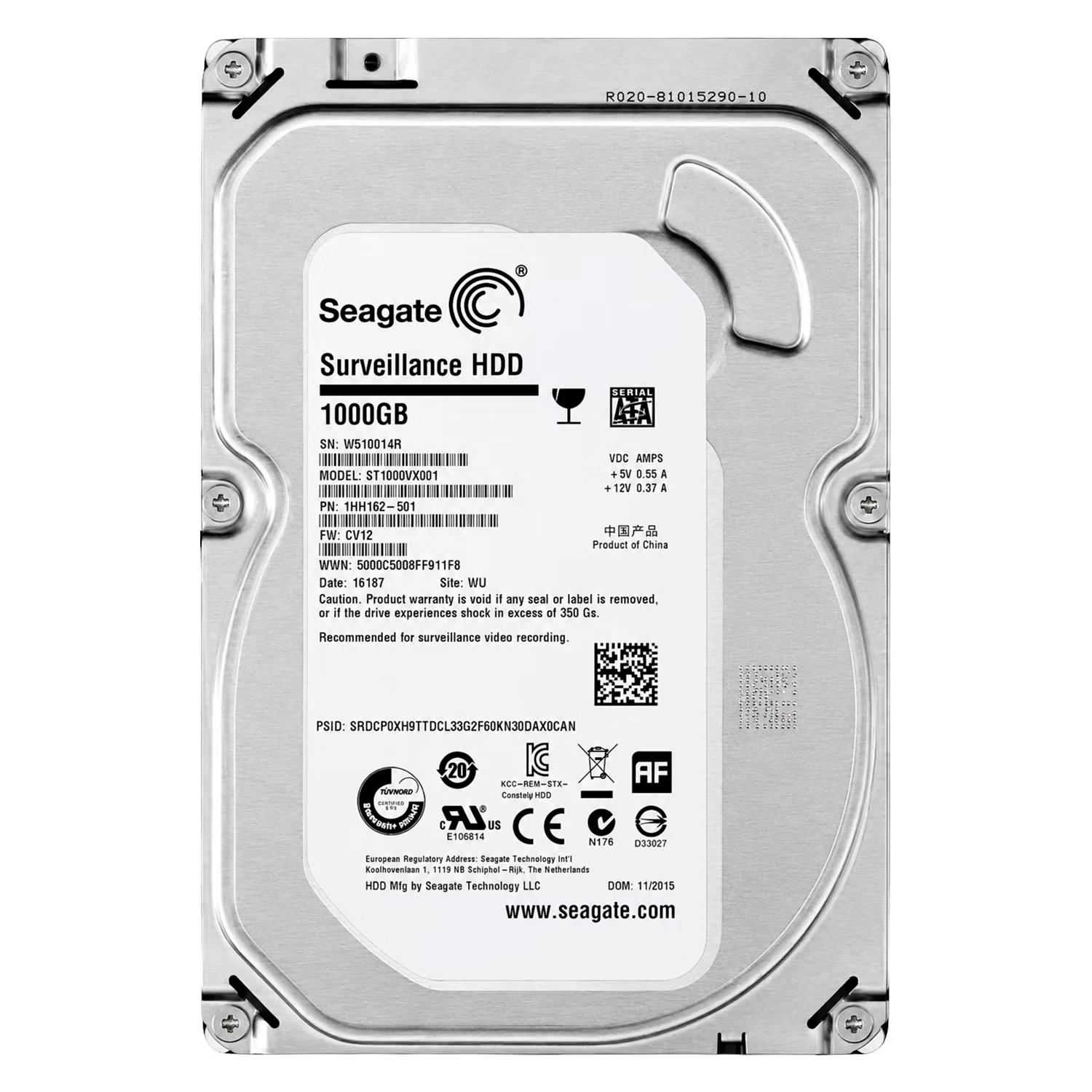 HD Seagate Surveillance Pull 1TB 3.5" SATA 3 5400RPM - ST1000VX001