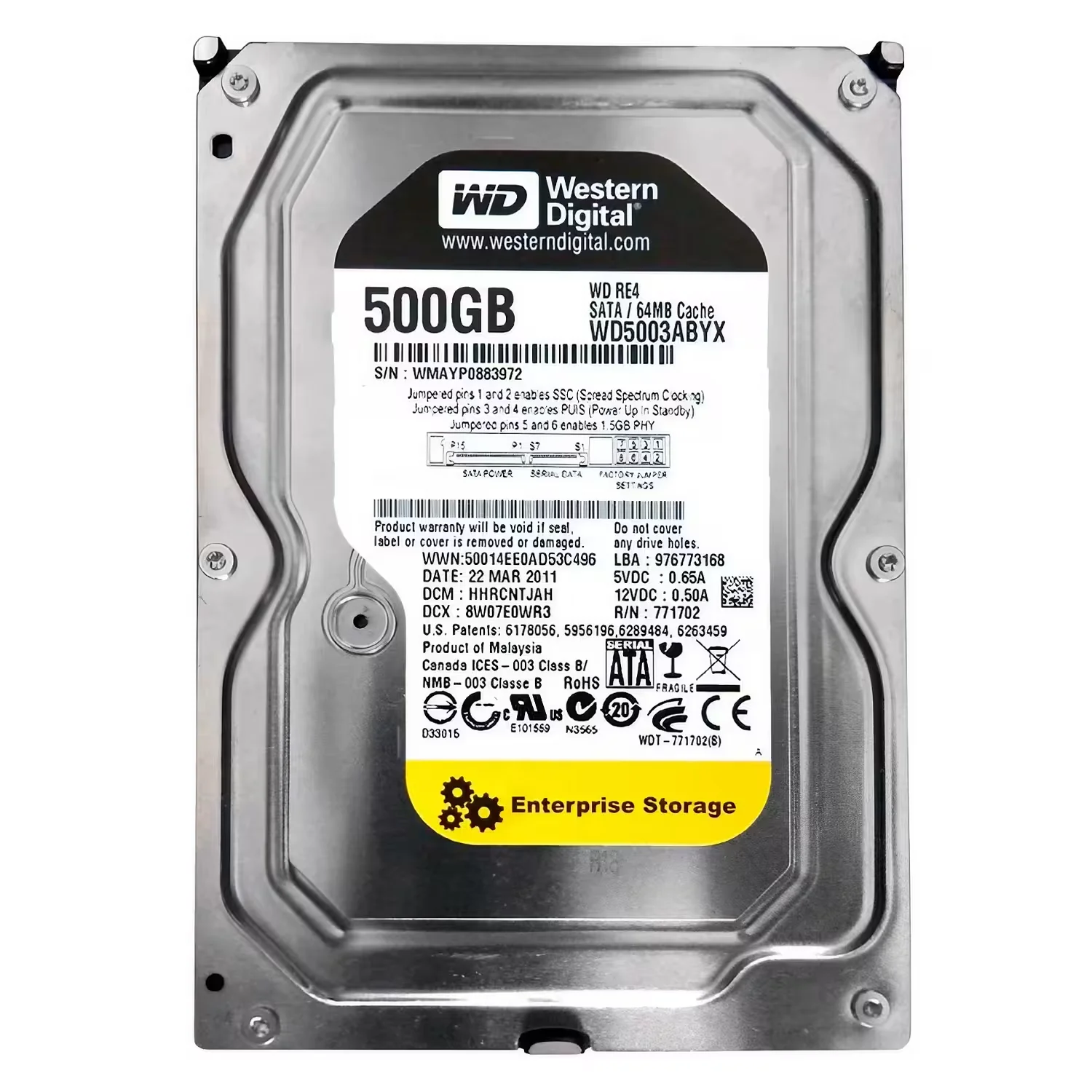 HD Western Digital Pull 3.5" 500GB SATA 2 7200PRM - WD5003ABYX