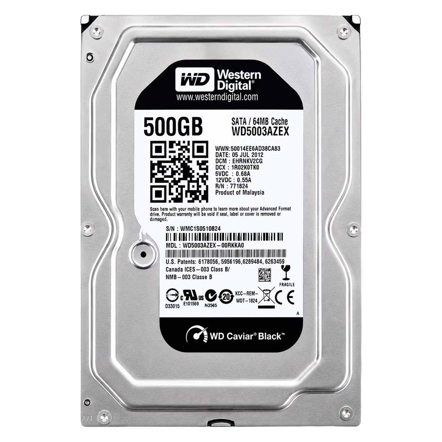HD Western Digital Pull 500GB 3.5" SATA 3 7200RPM - WD5003AZEX