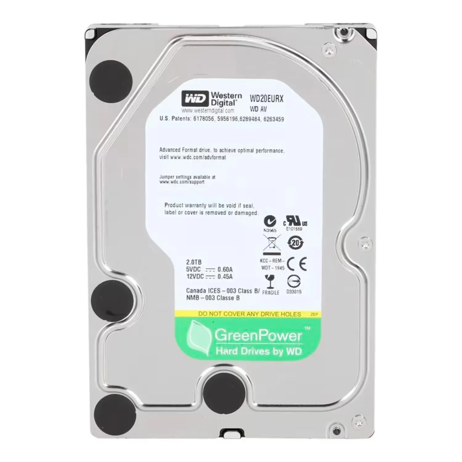 HD Western Digital WD Green Pull 2TB 3.5" SATA 3 7200RPM - WD20EURX (Embalagem Entregue a Parte)
