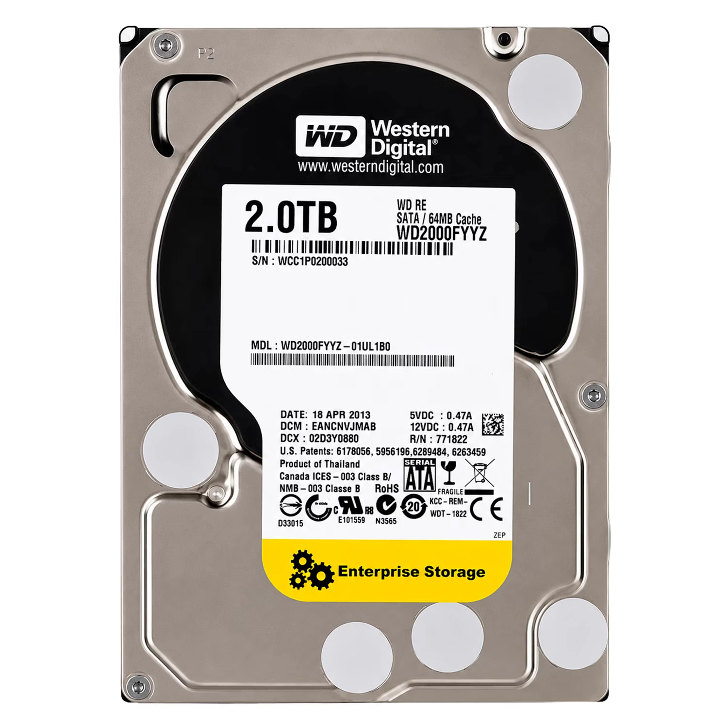 HD Western Digital WD RE Datacenter Pull 2TB 3.5" SATA 3 7200RPM - WD2000FYYZ