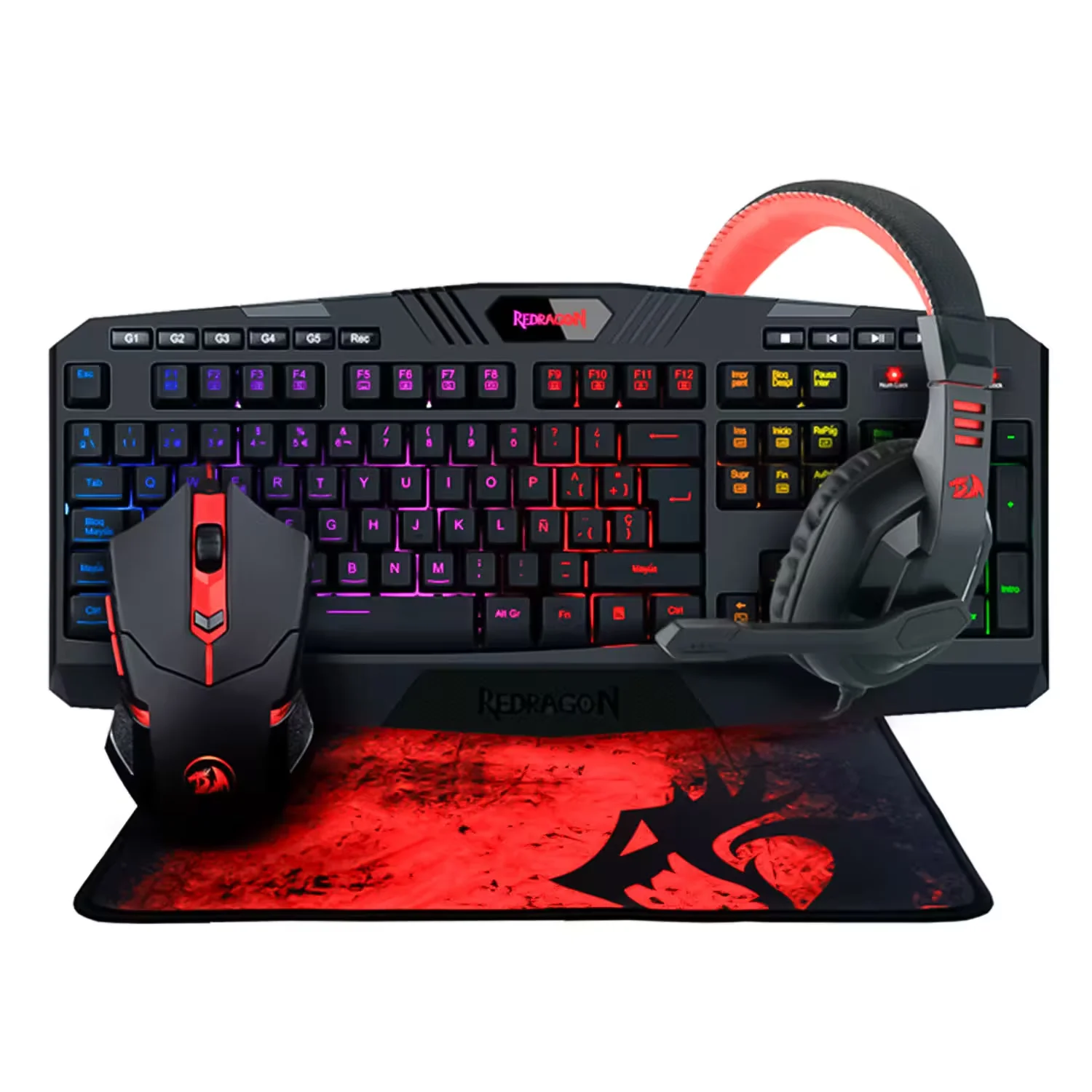 Kit Gamer Redragon Essentials Teclado K503RGB + Mouse M601 + Headset H120 + Mousepad P001 - S101-BA-2