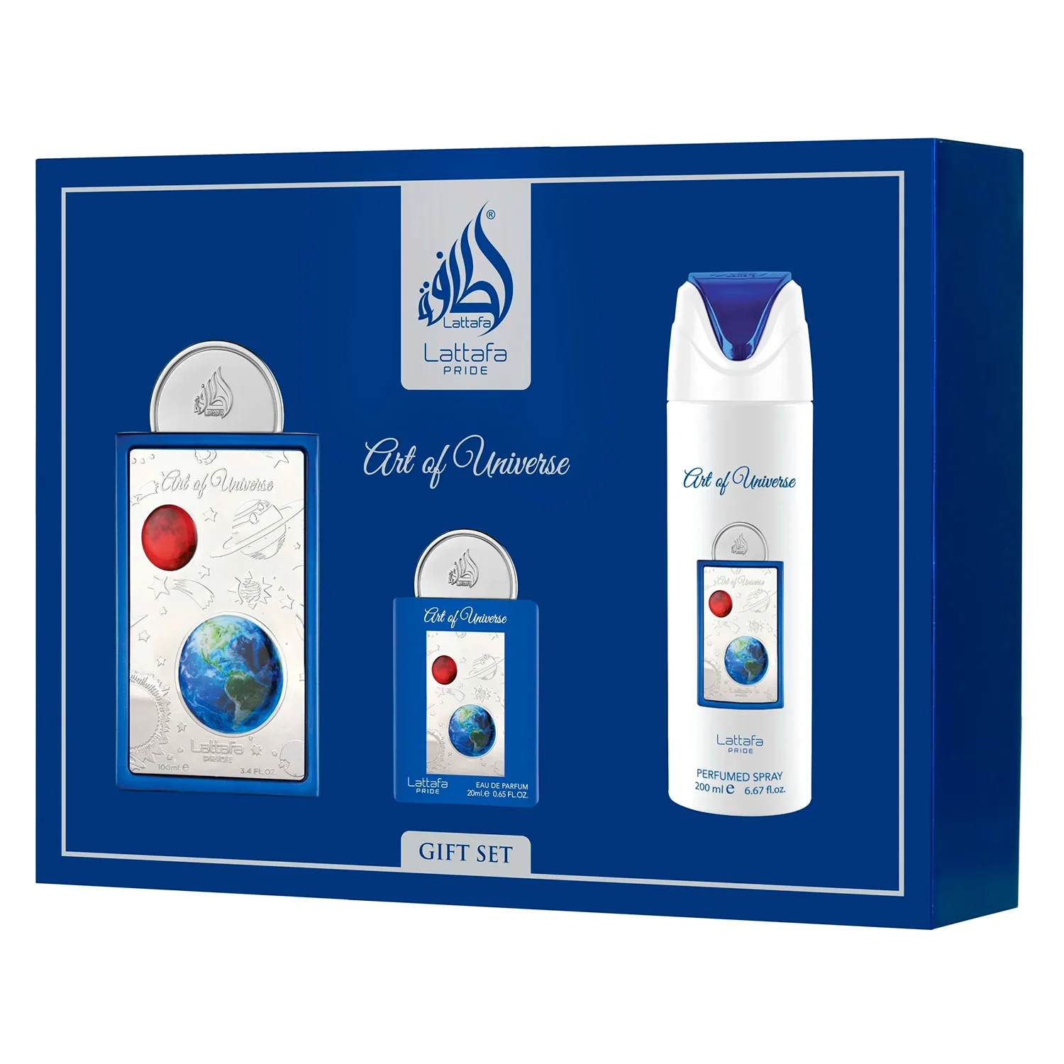 Kit Lattafa Art of Universe Gift Set Eau de Parfum Unissex - 3 Unidades