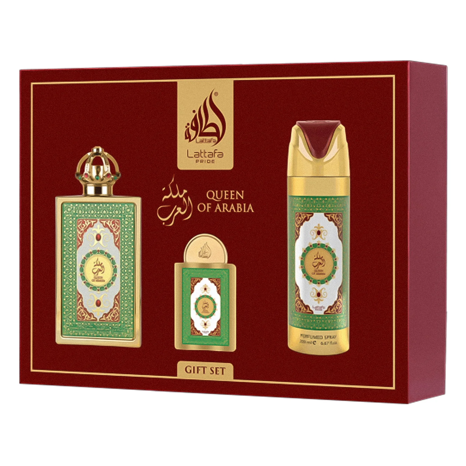 Kit Lattafa Queen of Arabia Gift Set Eau de Parfum Feminino - 3 Unidades