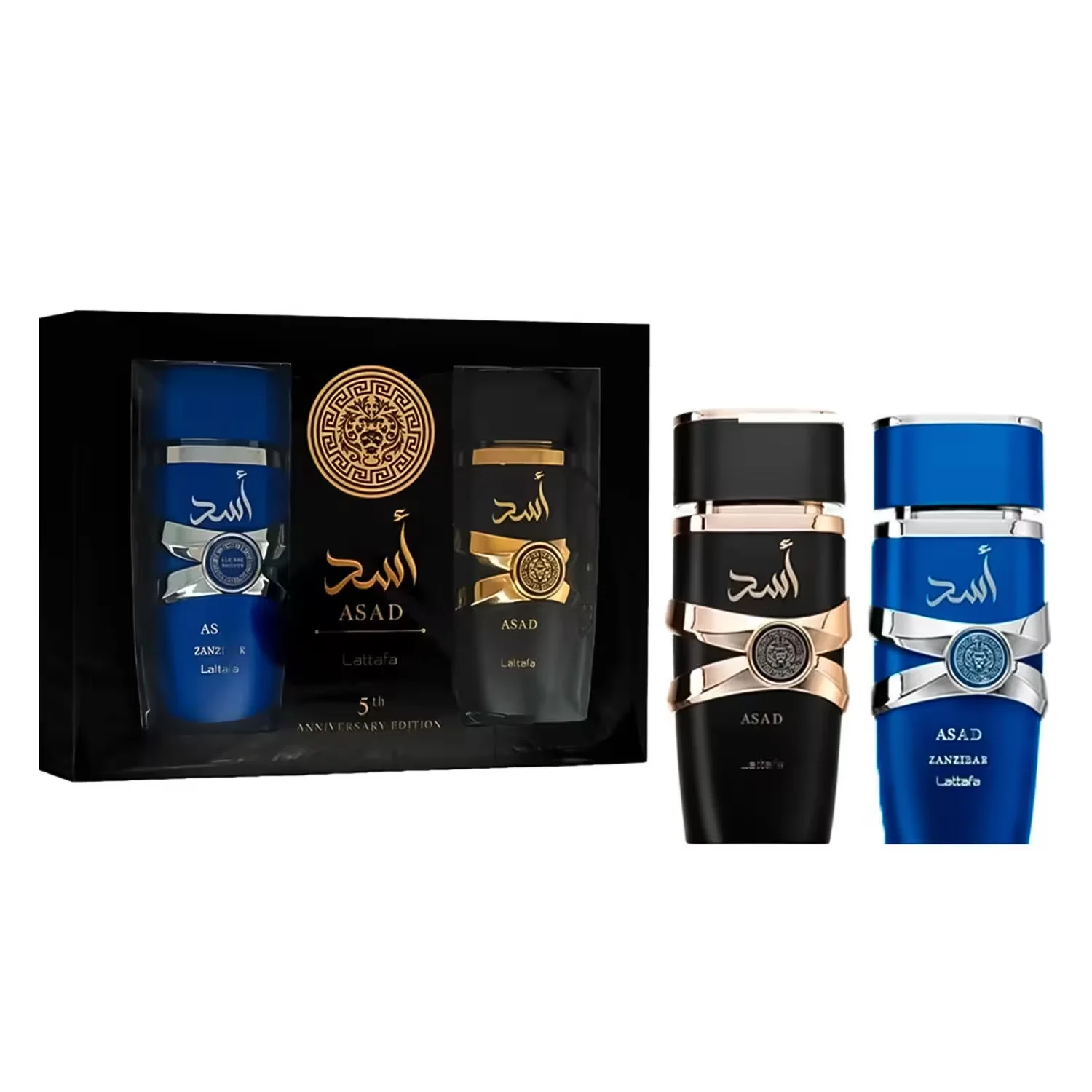 Kit Perfume Lattafa Asad + Asad Zanzibar Eau de Parfum Masculino 2x100ml
